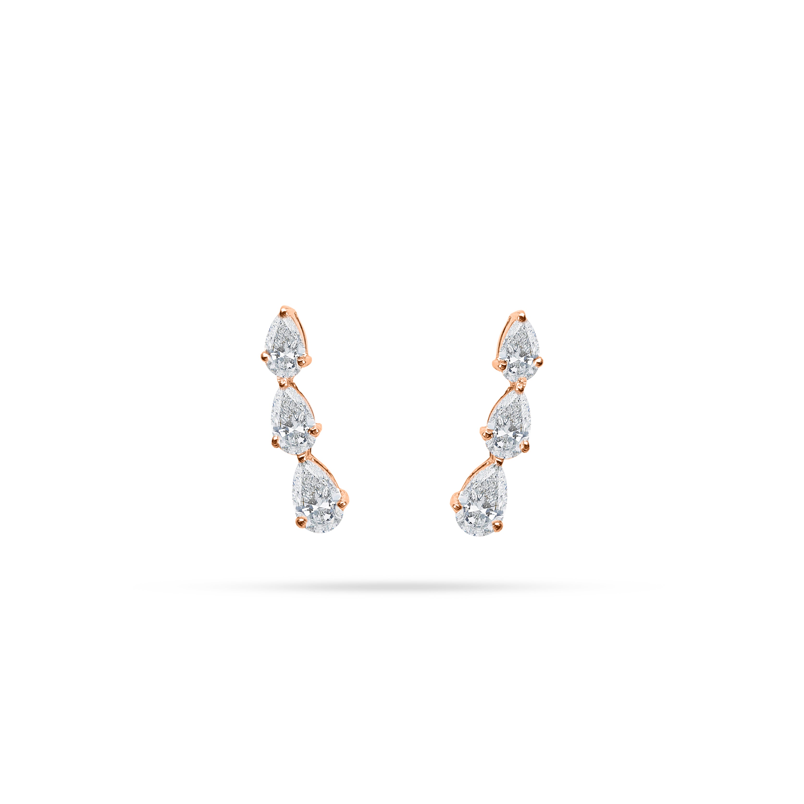 Arc Pear Diamond Stud Earrings
