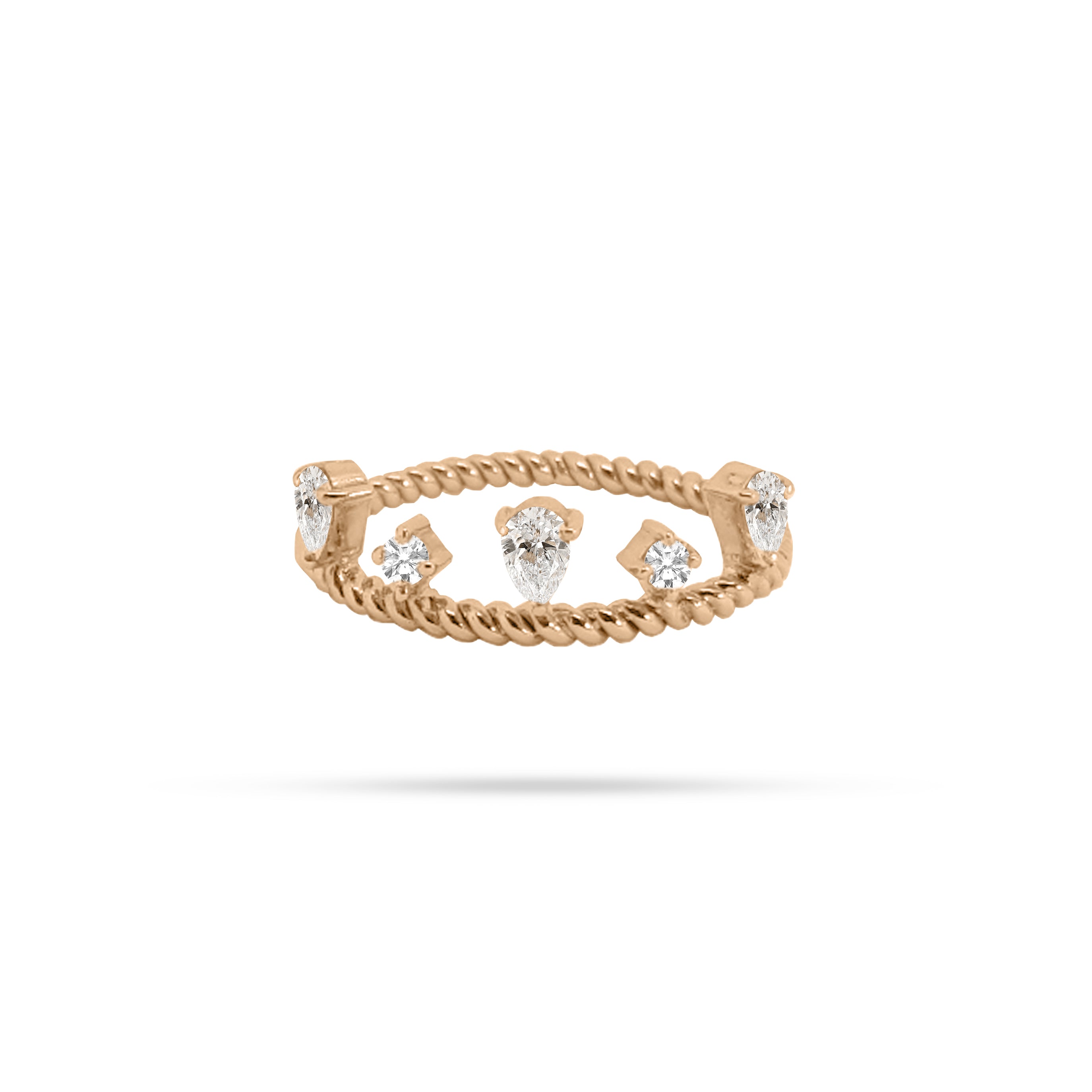 Dangling Rope Round and Pear Diamond Ring
