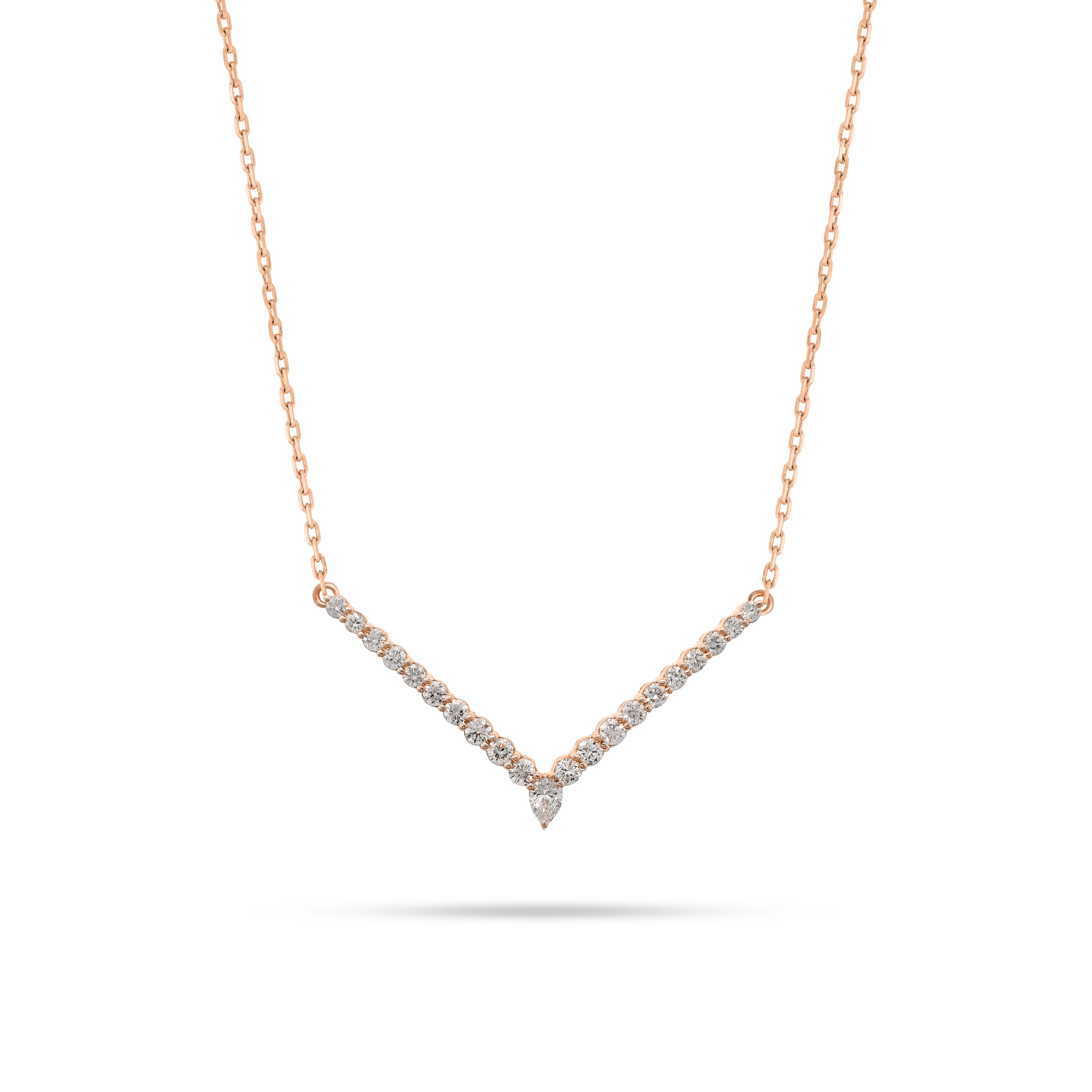 V-Shaped Pear and Round Diamond Pendant