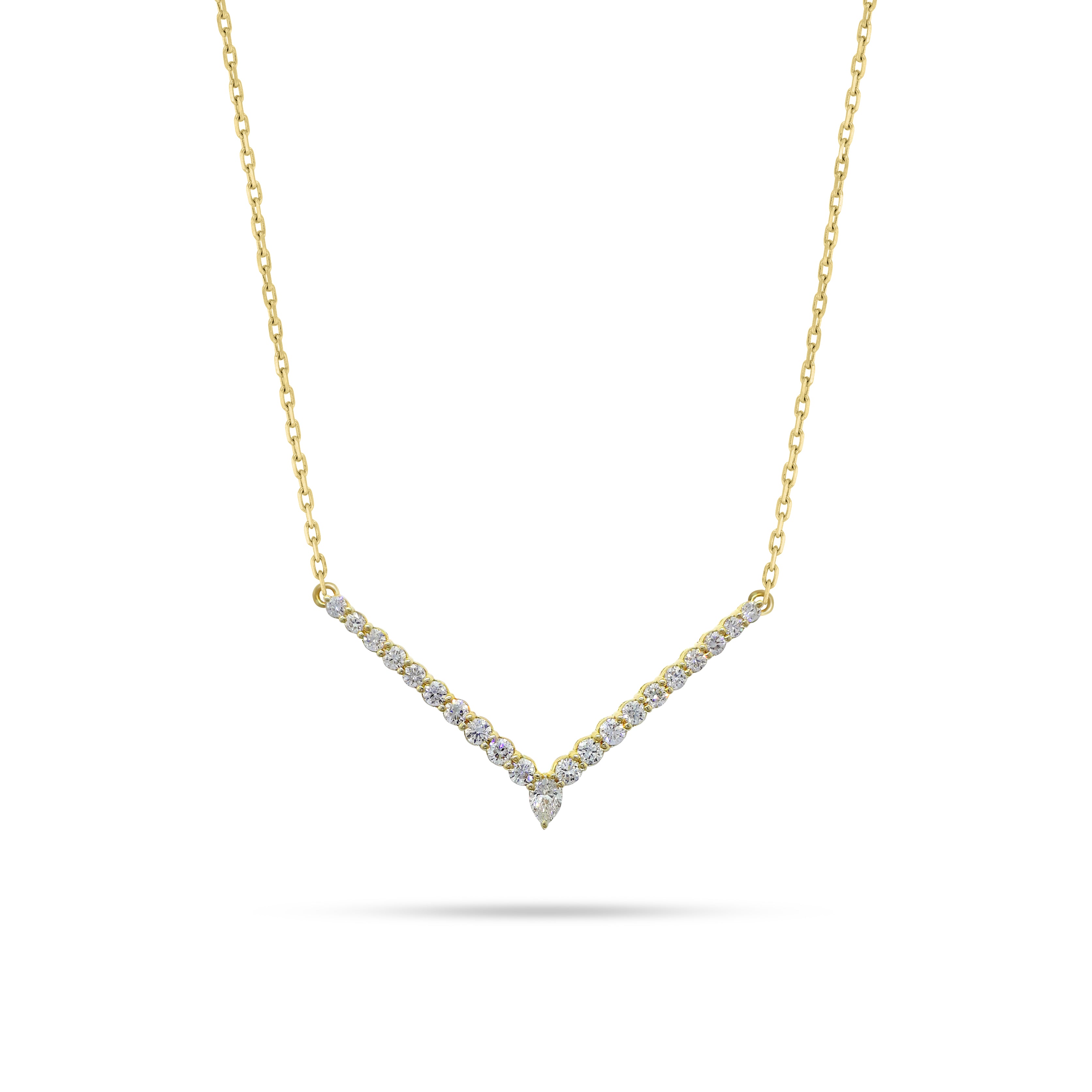 V-Shaped Pear and Round Diamond Pendant
