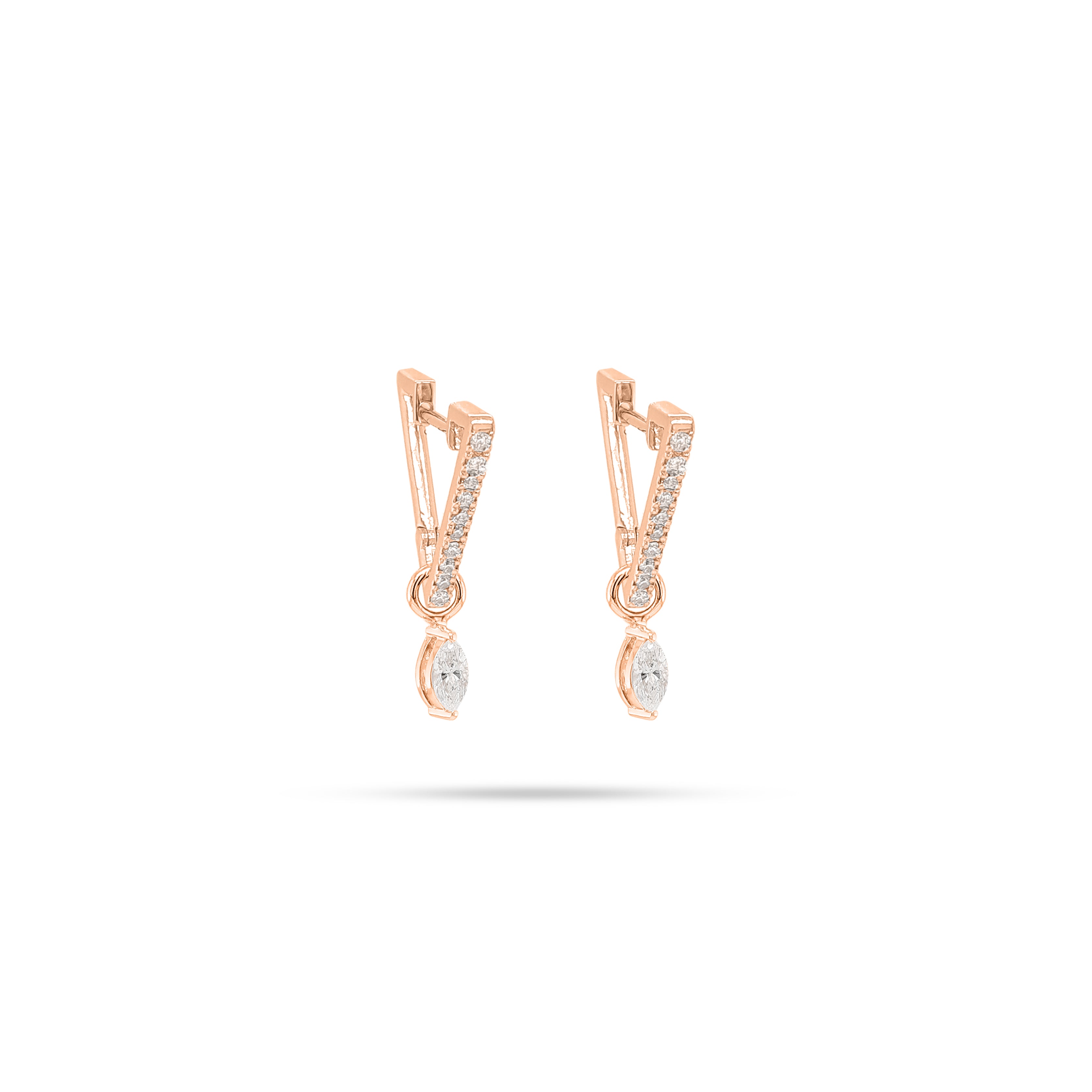 V Shaped Huggie Round Diamond Earrings