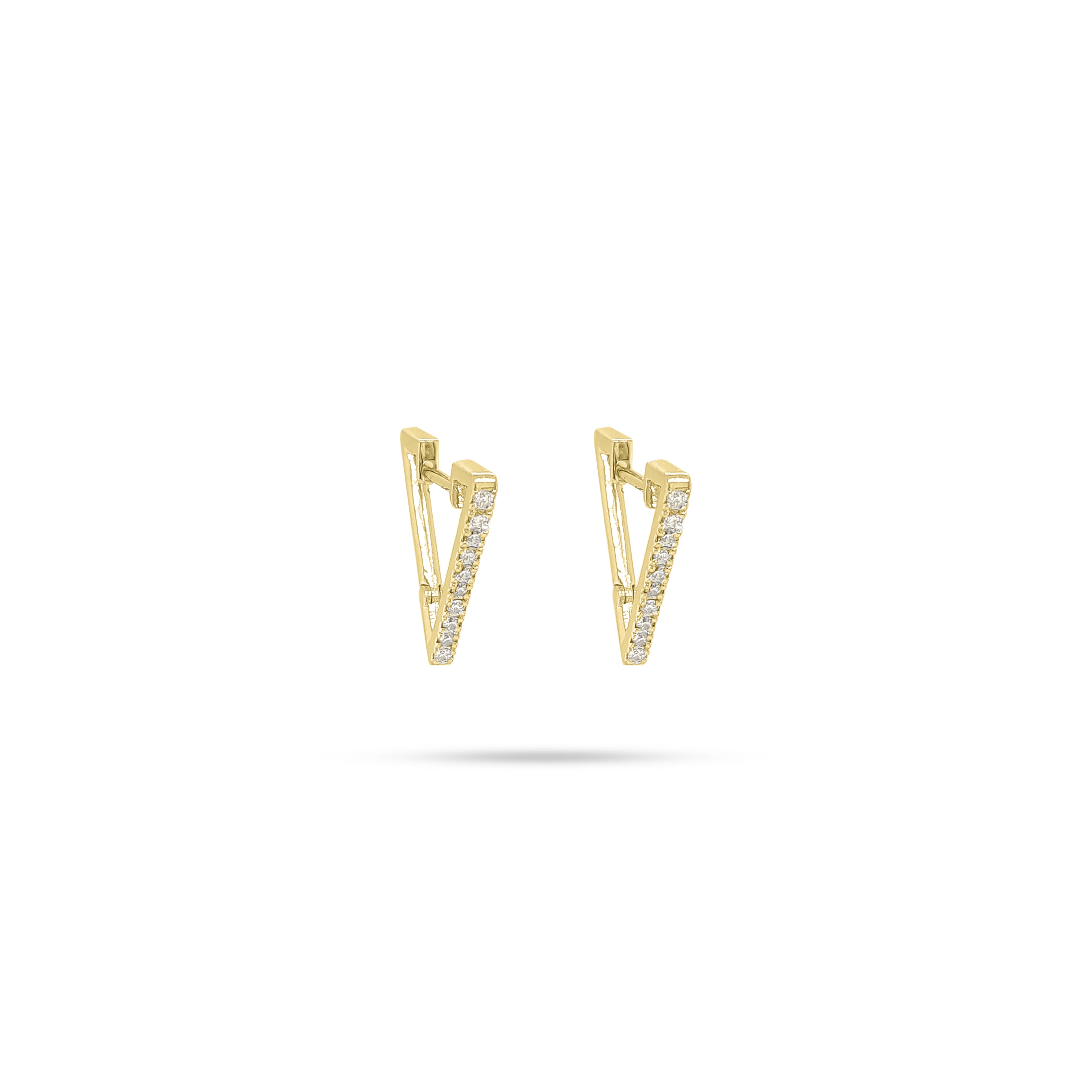 V Shaped Huggie Round Diamond Earrings