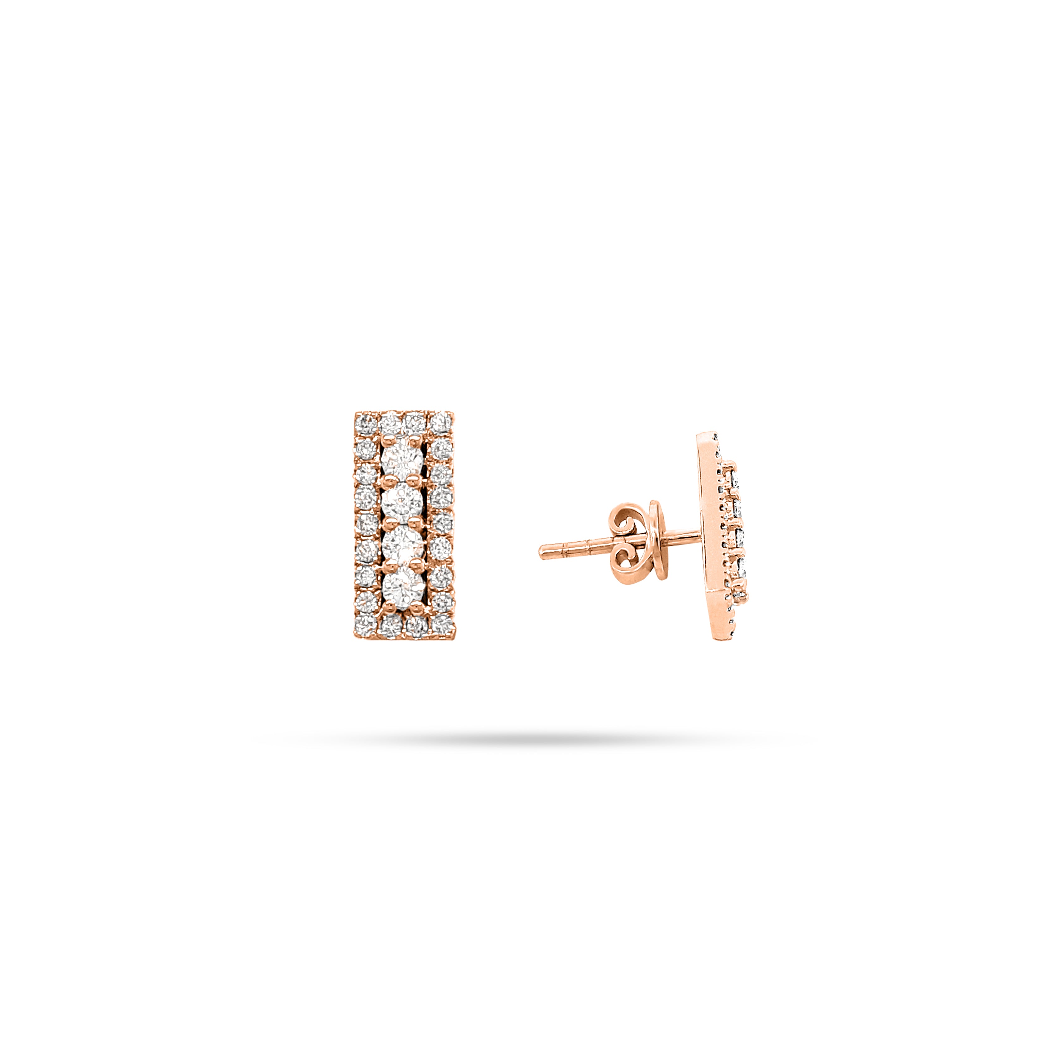 Rectangular Round Diamond Earrings