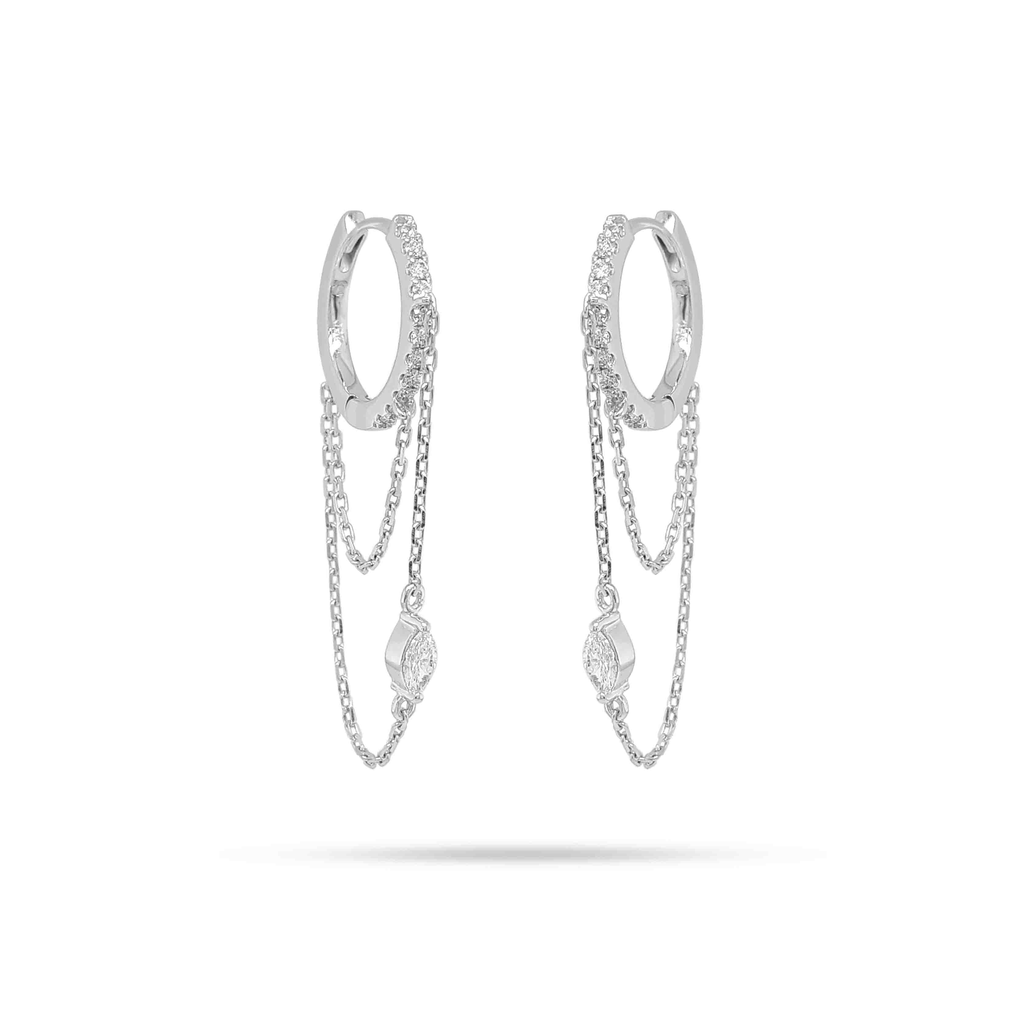 Marquise Diamond Chain Huggie Earrings