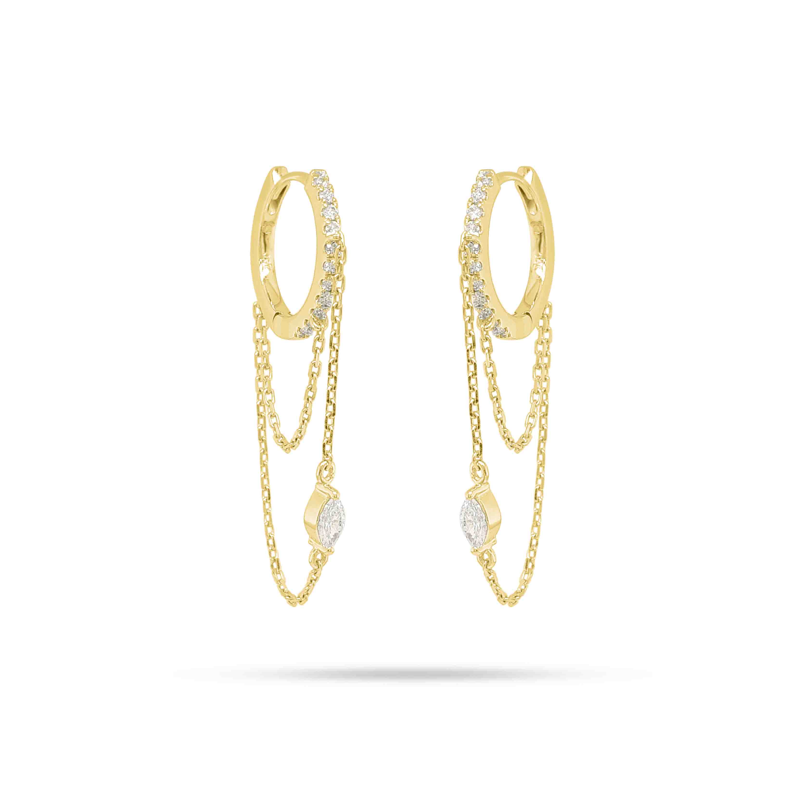 Marquise Diamond Chain Huggie Earrings