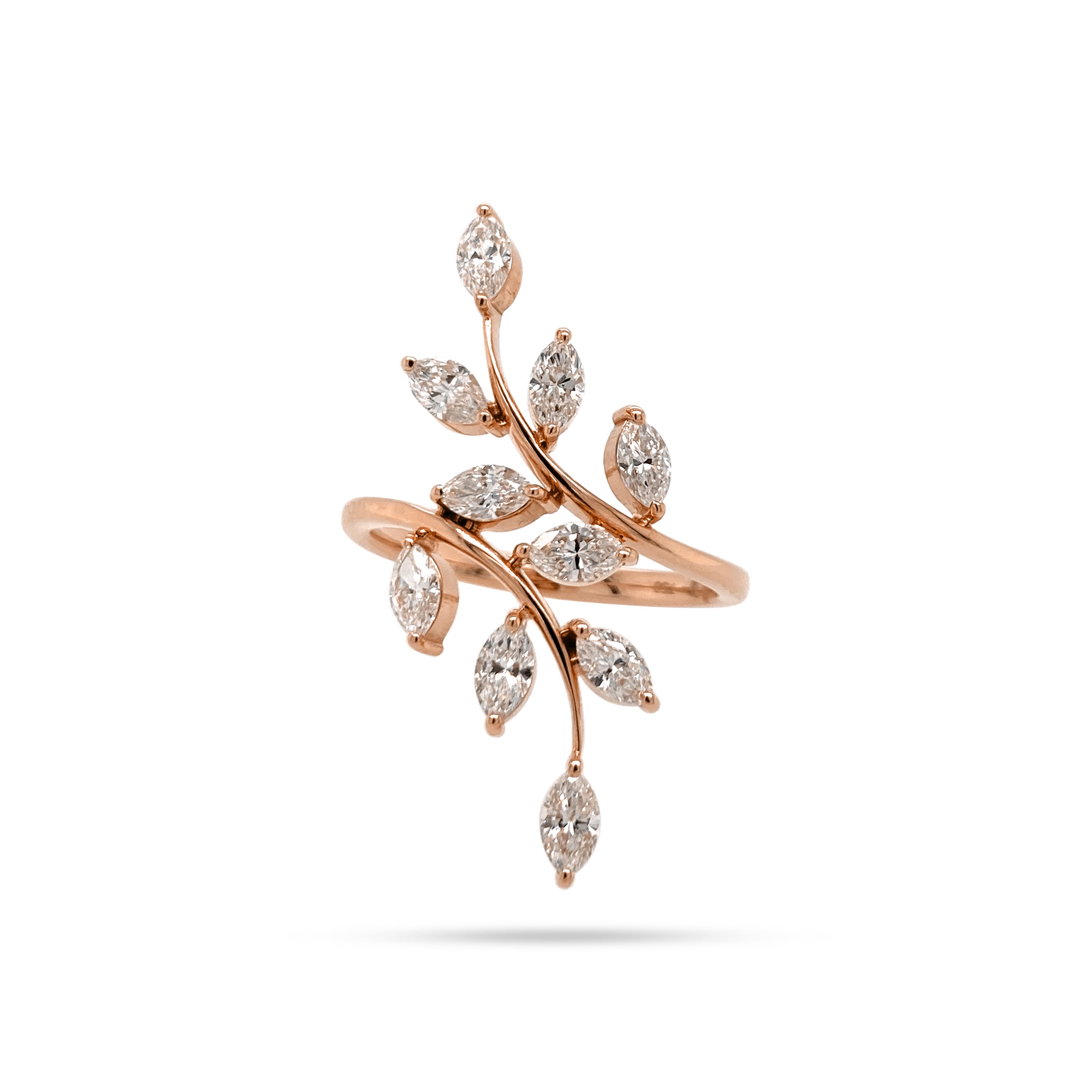 Leaf Mini Marquise Diamond Ring