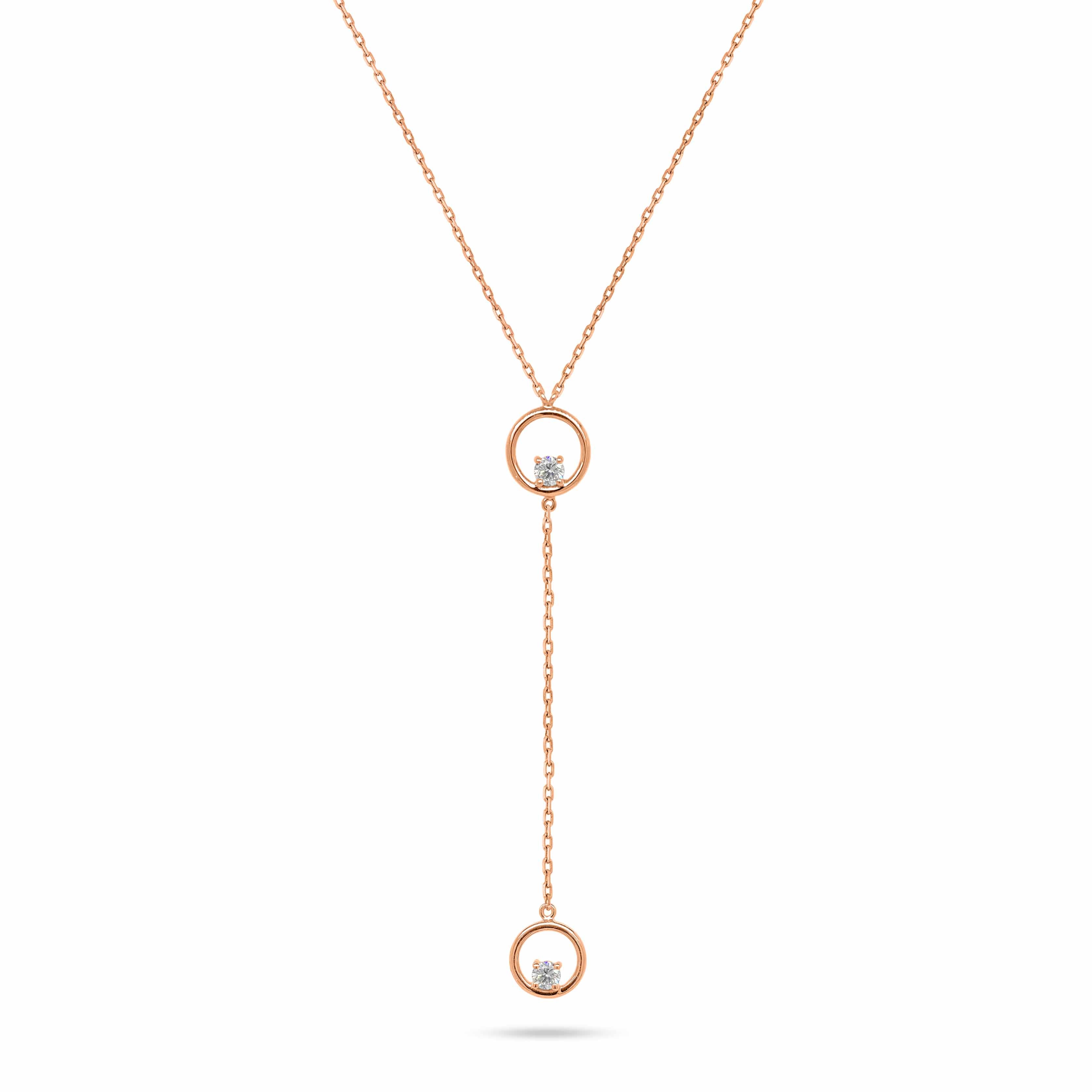V-Shaped Dangling Round Diamond Necklace
