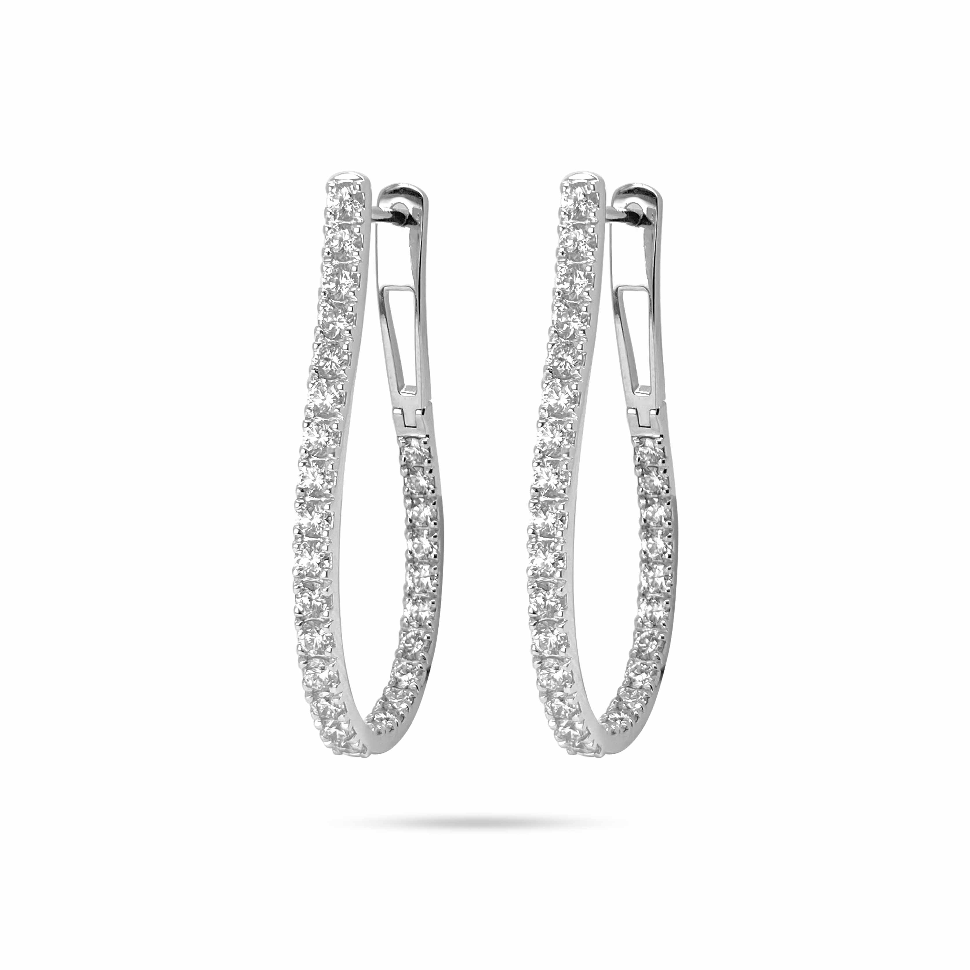 Curved Diamond Hoops Earrings