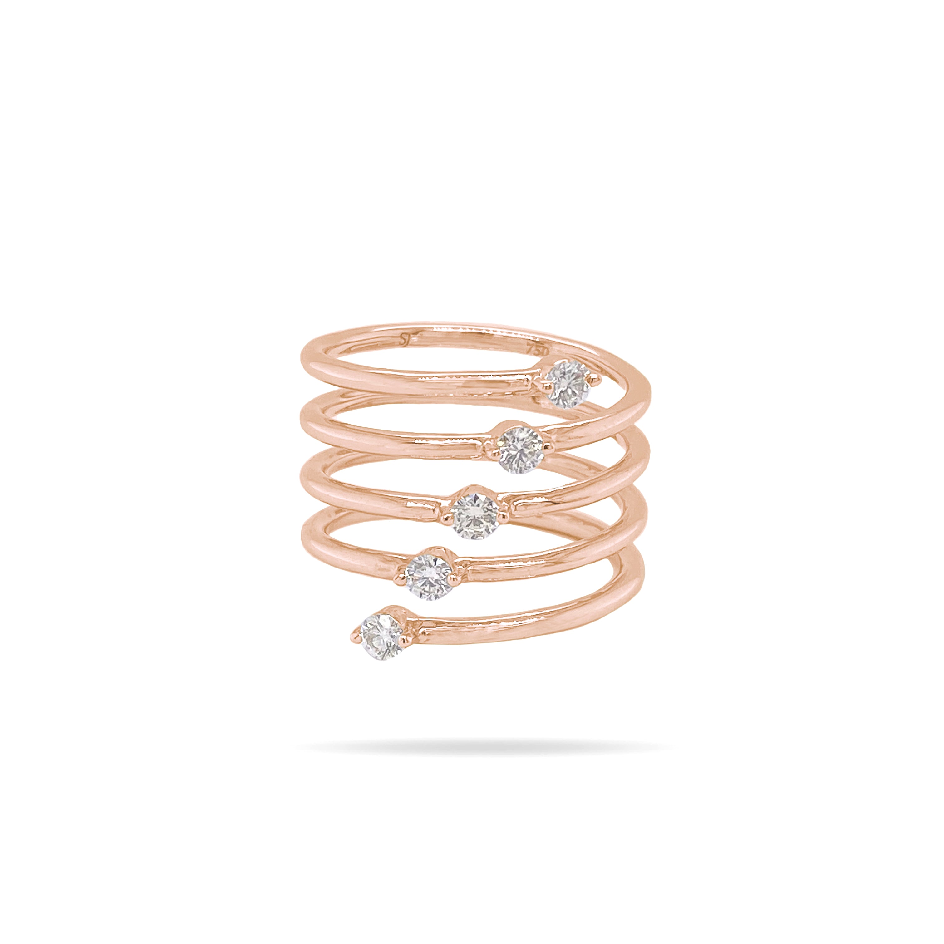 5 Line Spring Round Diamond Ring