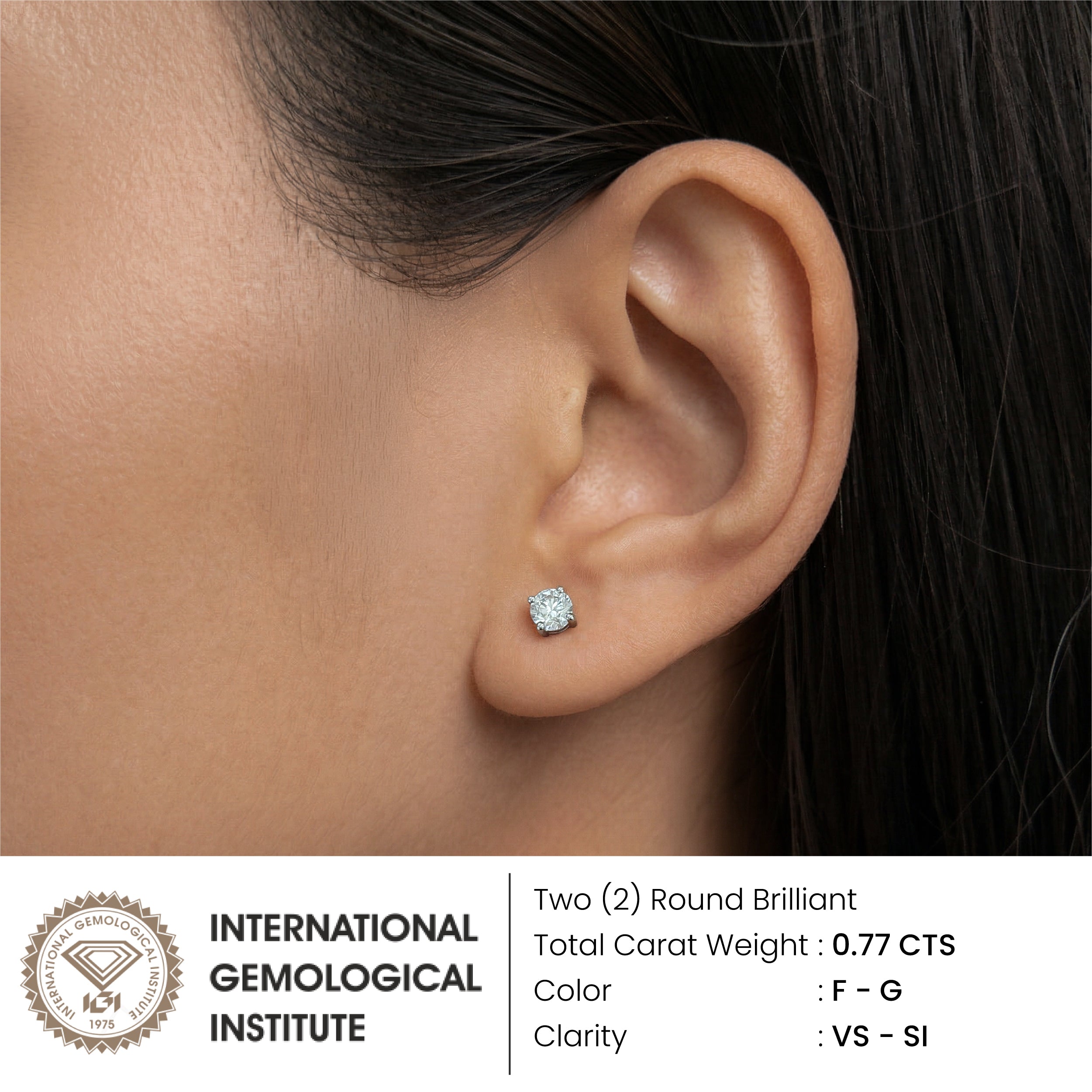 In-Stock - Classic Setting - Round Natural Diamond Stud Earrings