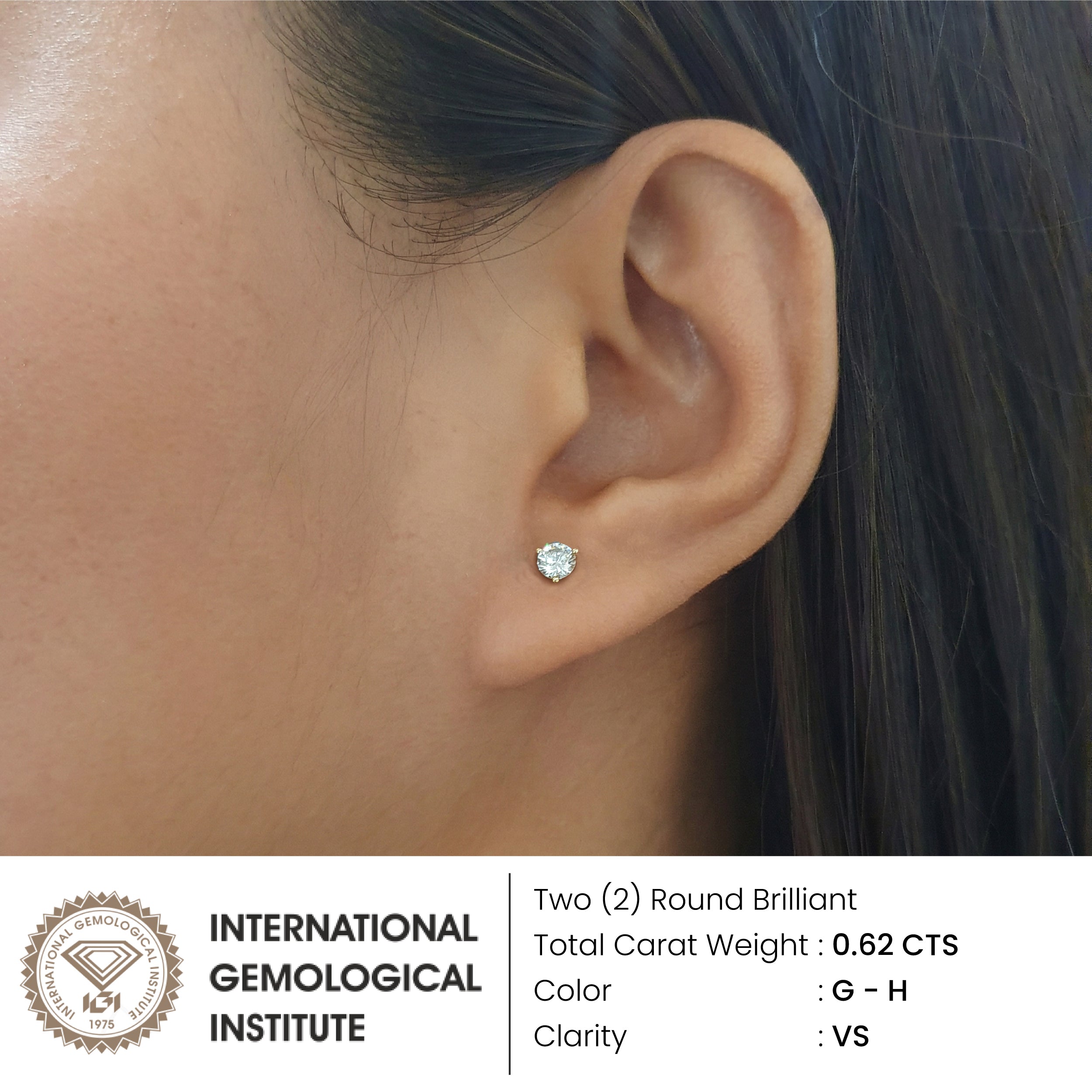 In-Stock - Martini Setting - Round Natural Diamond Stud Earrings
