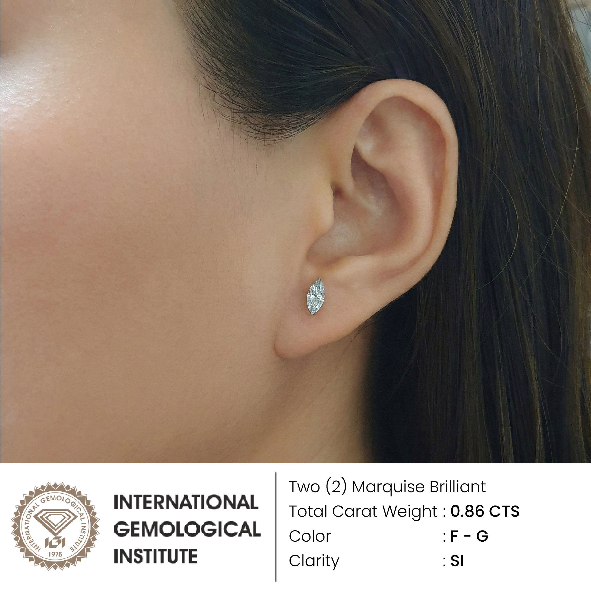 In-Stock - Marquise Natural Diamond Stud Earrings