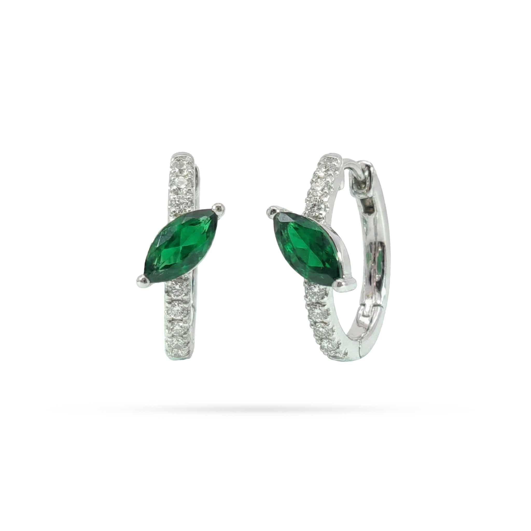 Emerald Round Diamond Hoop Earrings