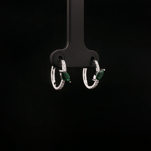 Emerald Round Diamond Hoop Earrings