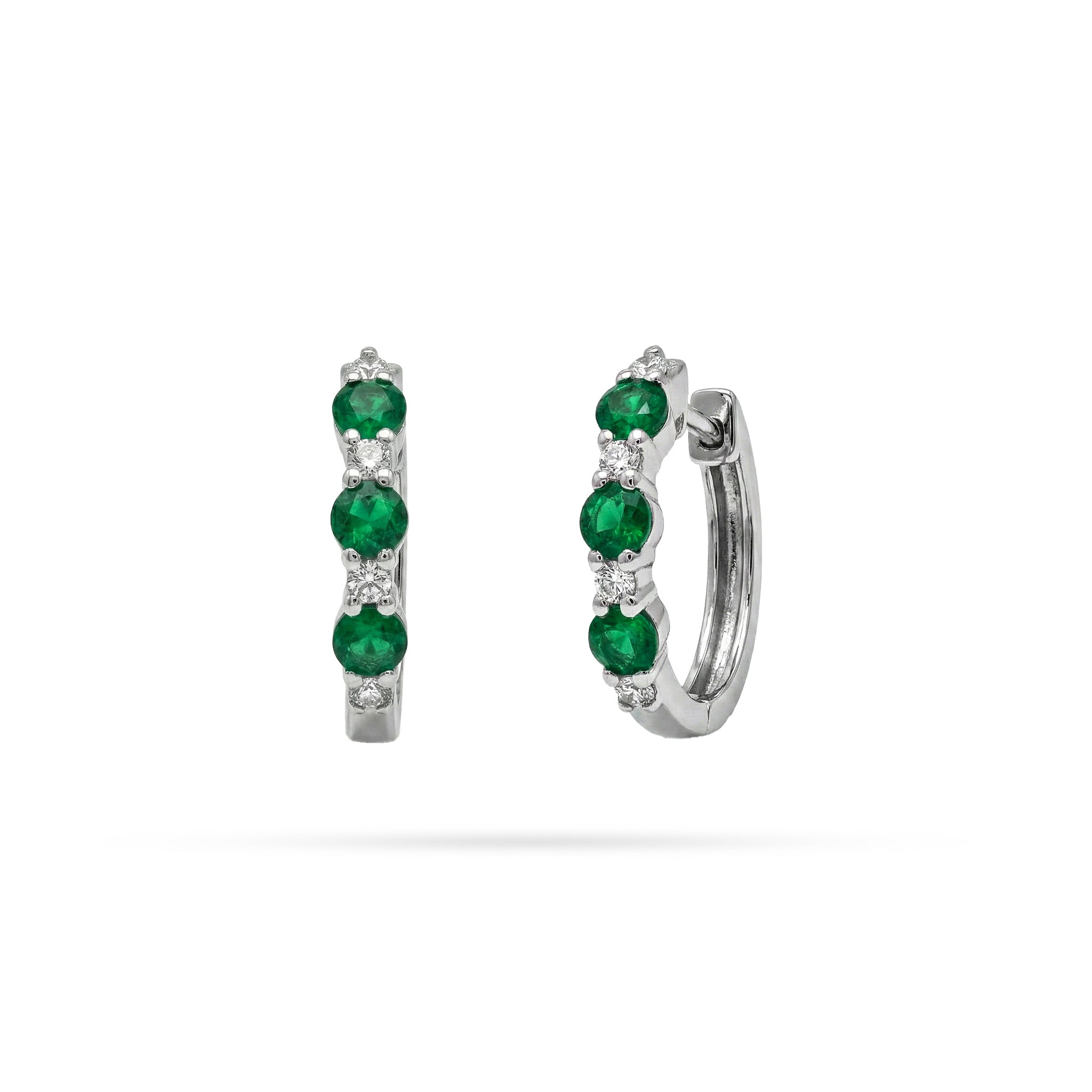 Emerald Round Diamond Hoop Earrings