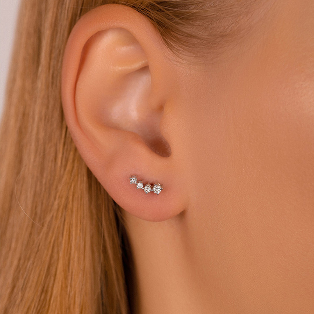 Arc Shaped Round Diamond Earrings
