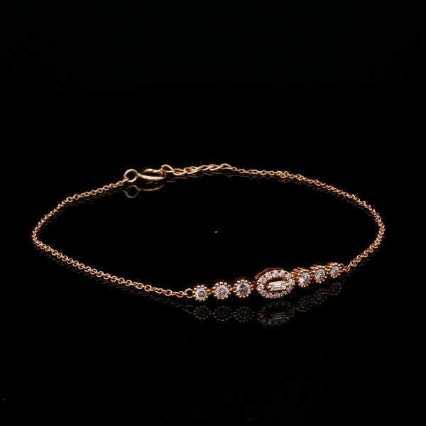Oval Halo Baguette Bracelet