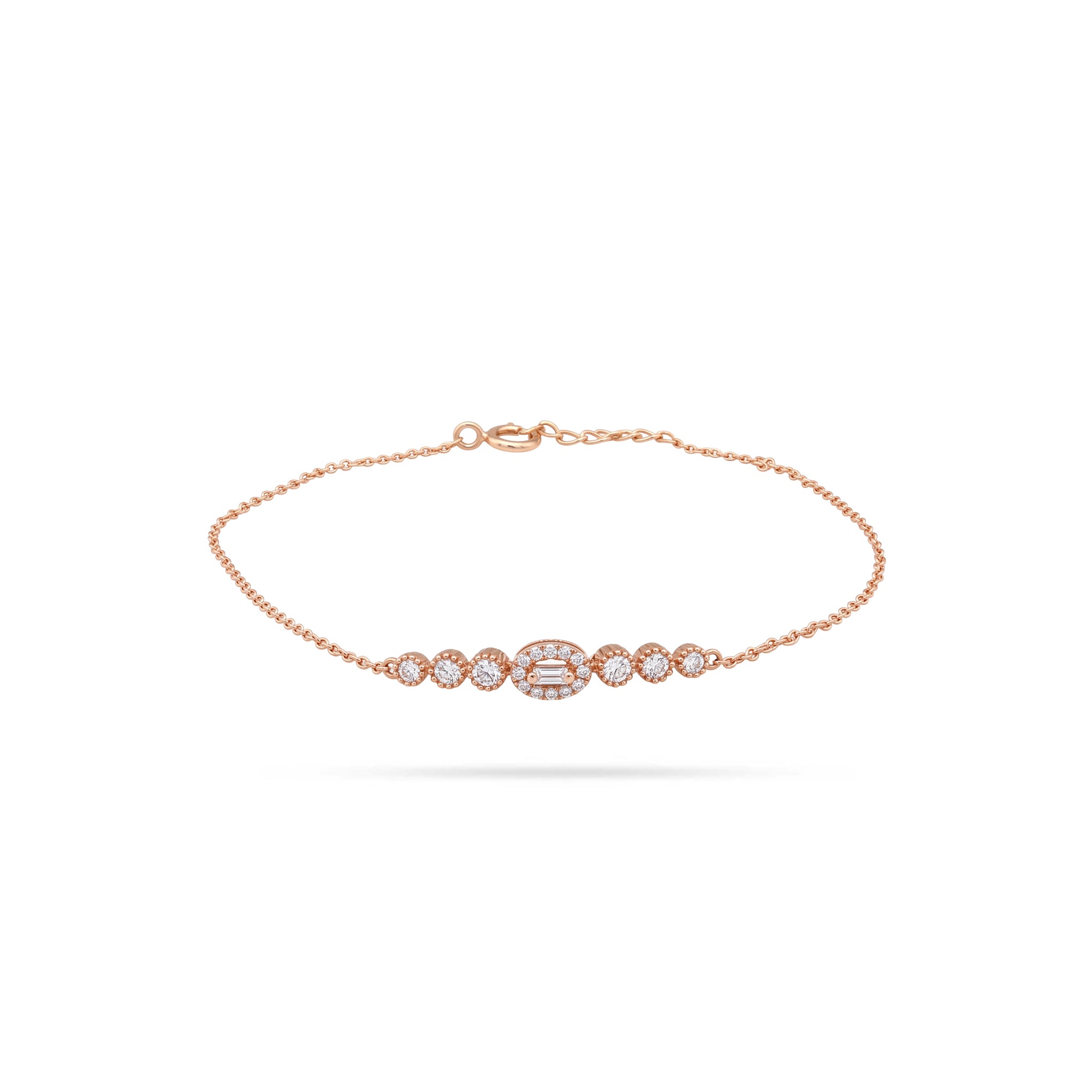 Oval Halo Baguette Bracelet