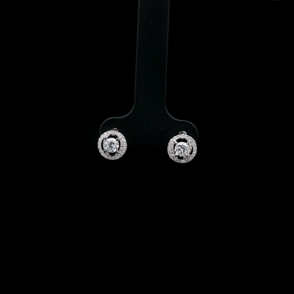 Halo Round Diamond Stud Earrings