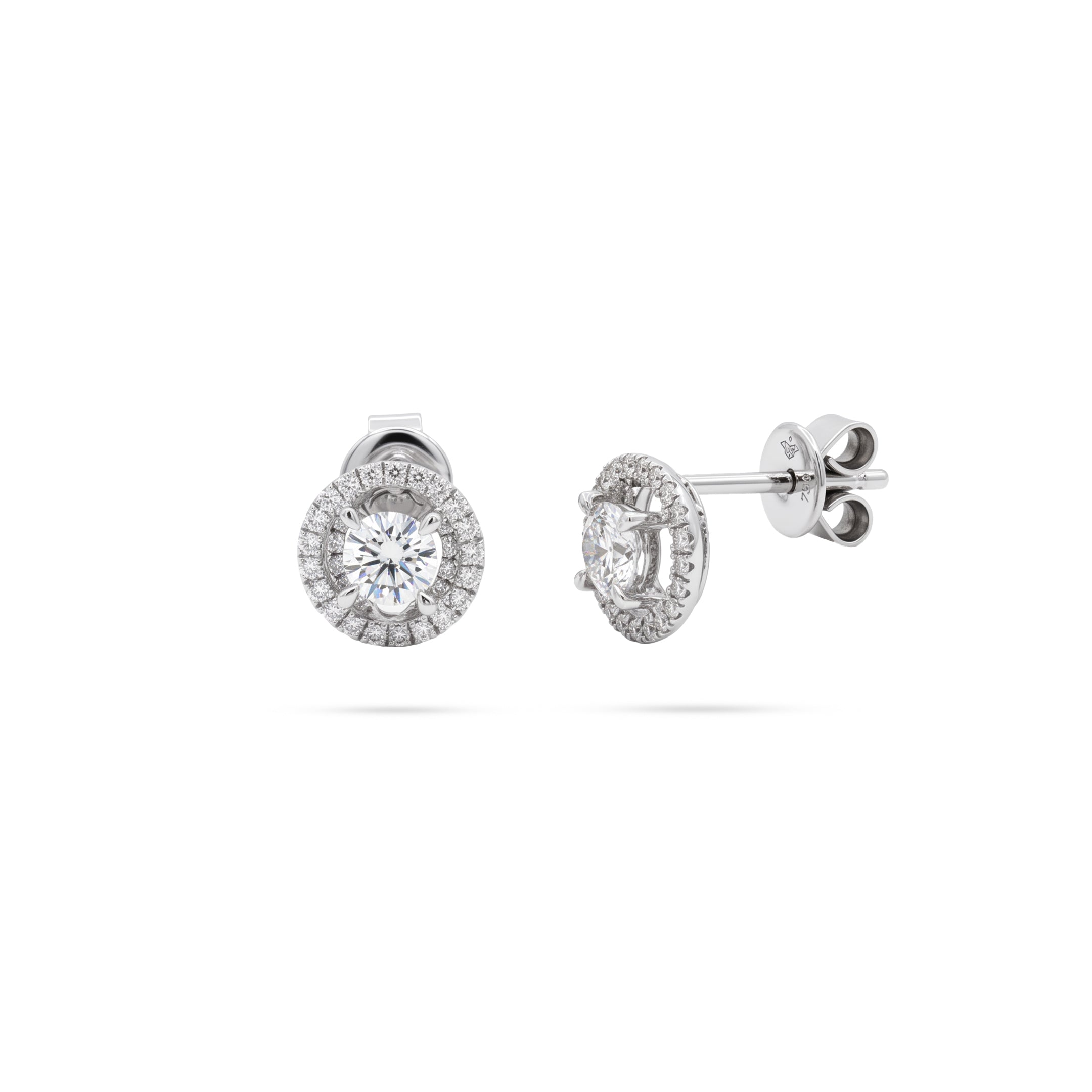 Halo Round Diamond Stud Earrings