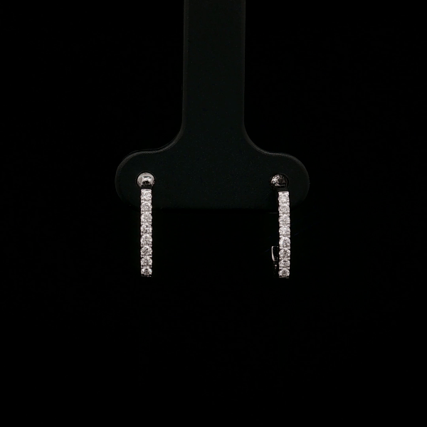 Square Cut Round Diamond Huggie Earrings
