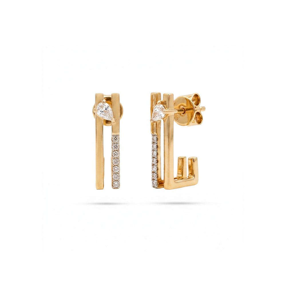 Two-Layer Pear Round Diamond Earrings