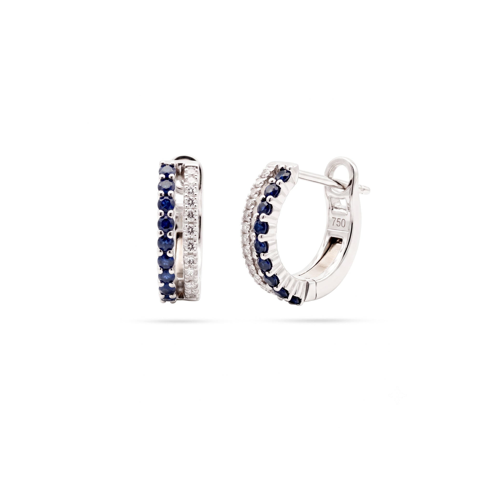 Round Diamond Hoop Earrings - Ruby, Emerald, Sapphire
