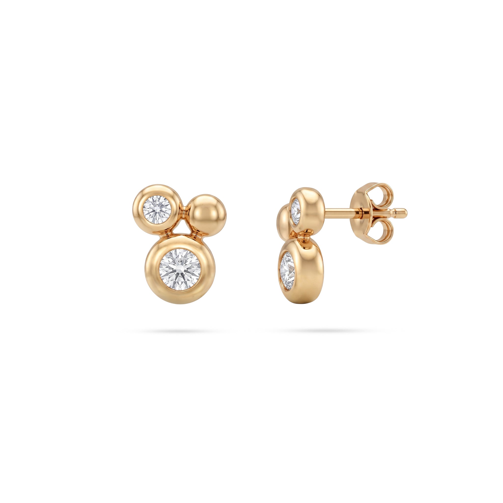 Bezel Round Diamond Stud Earrings