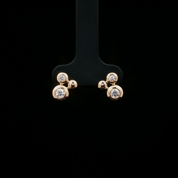 Bezel Round Diamond Stud Earrings