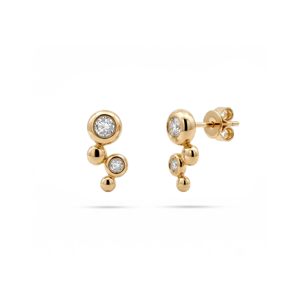 Bezel Round Diamond Earrings