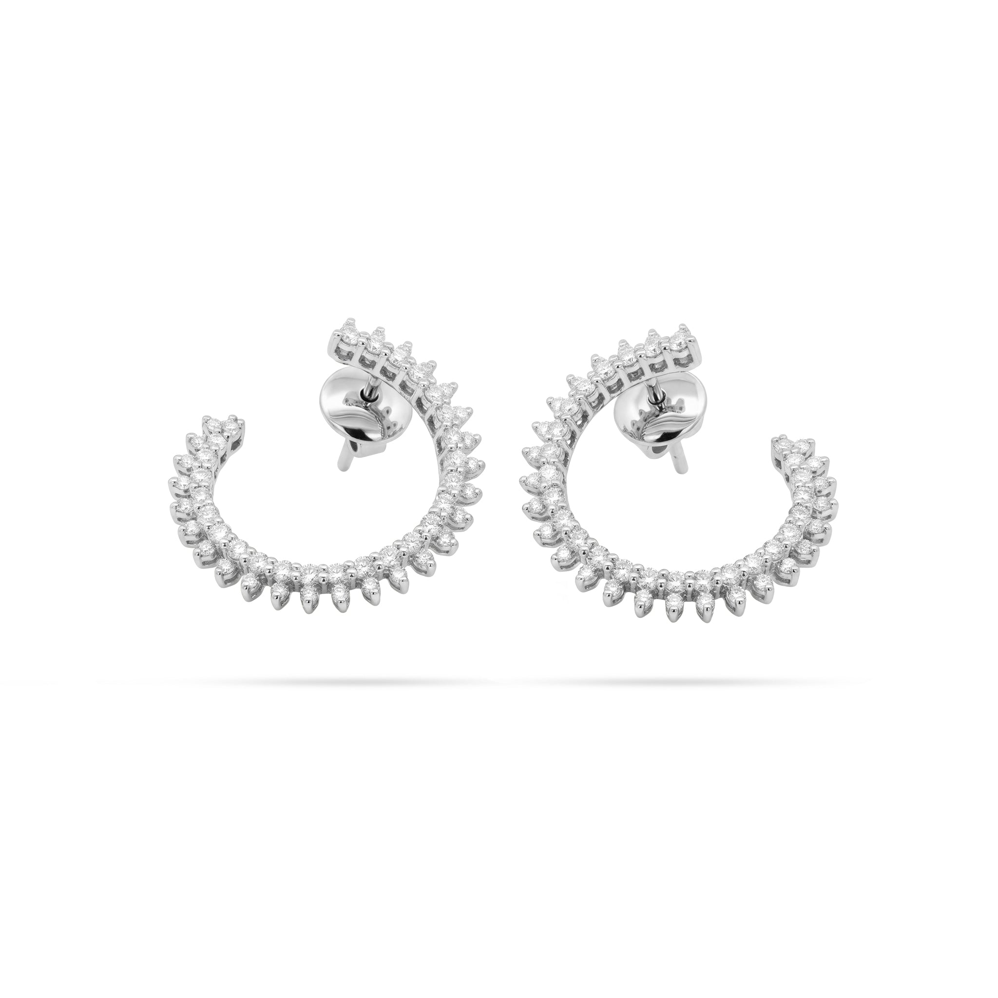 Curved Round Diamond Earrings