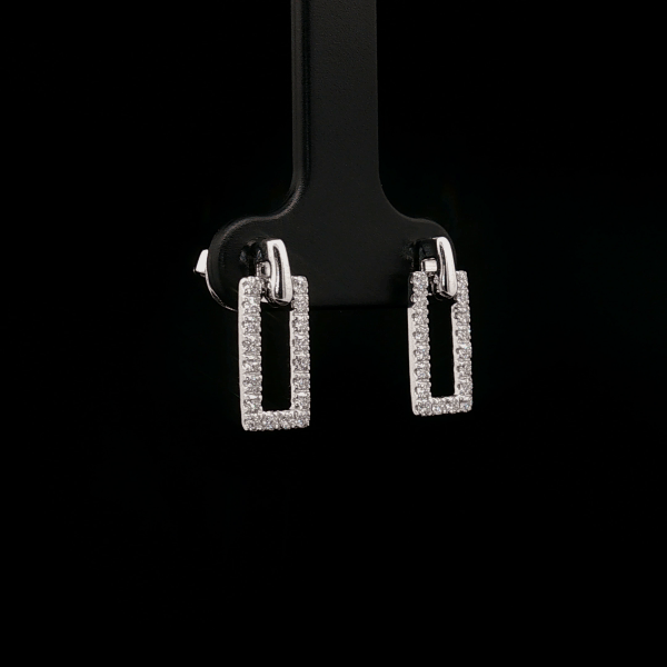 Dangling Rectangular Round Diamond Earrings