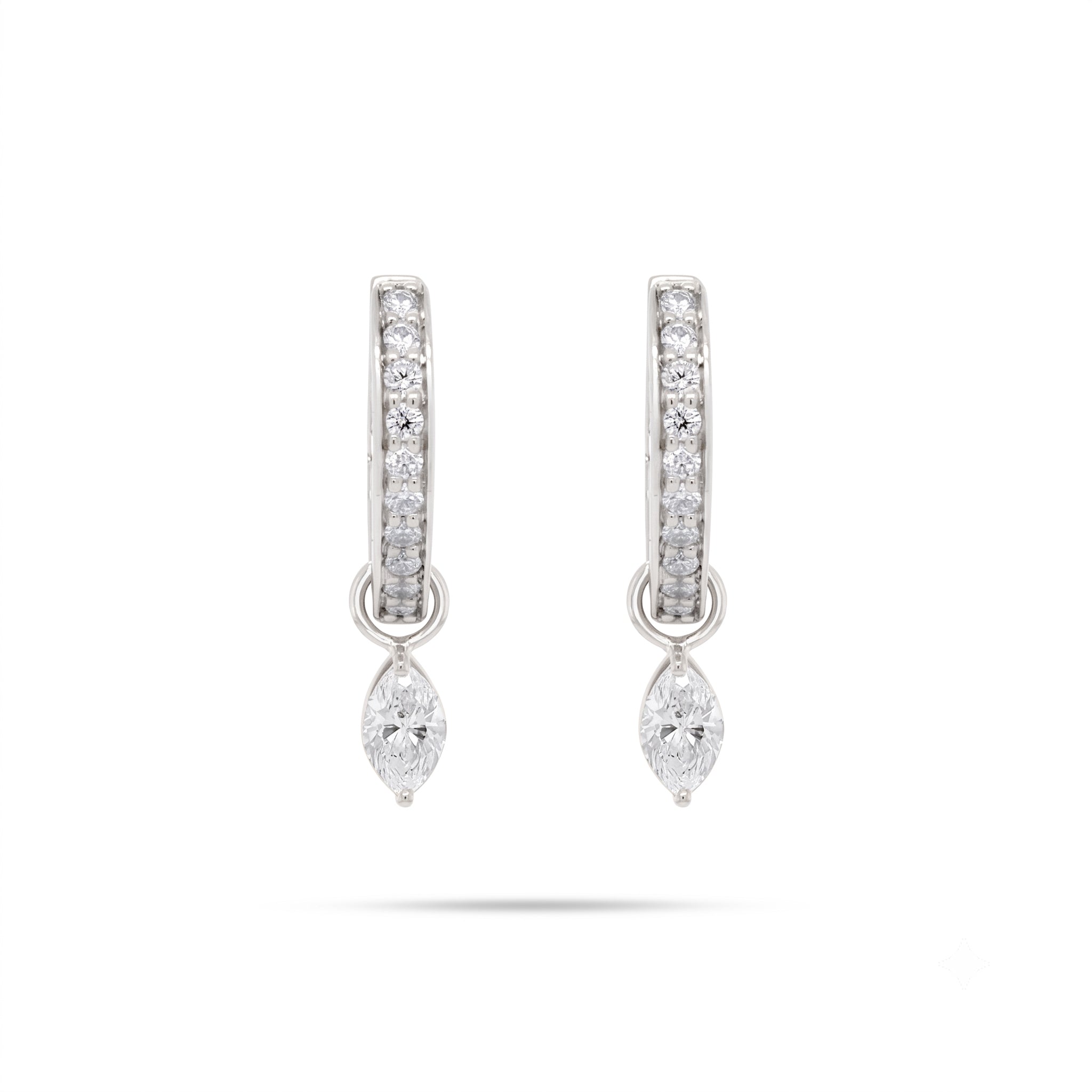 Detachable Huggie Marquise Diamond Earrings