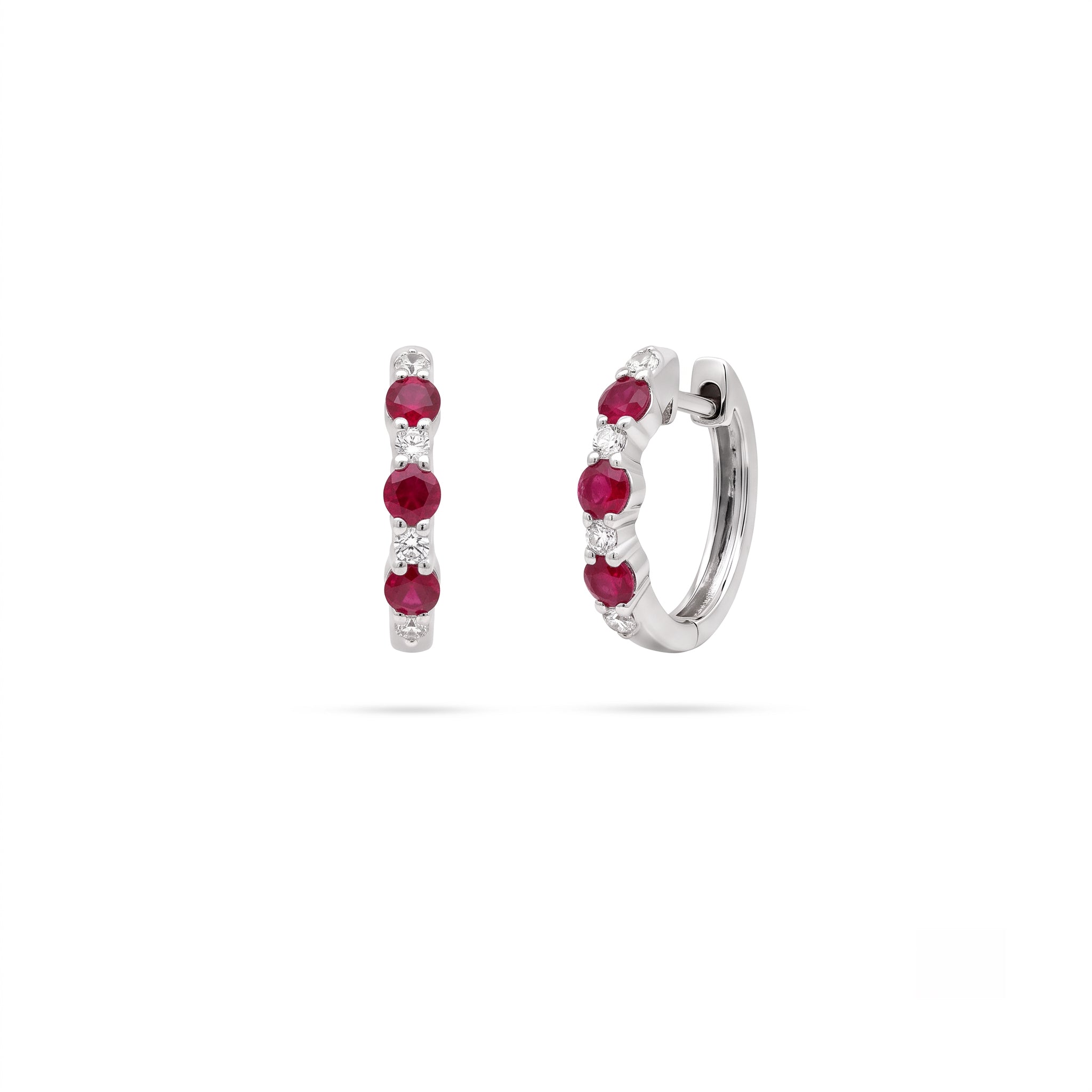 Diamond Hoop Earrings - Ruby, Emerald, Sapphire