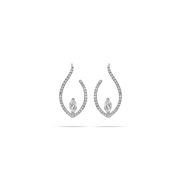 Arc Marquise Round Diamond Earrings