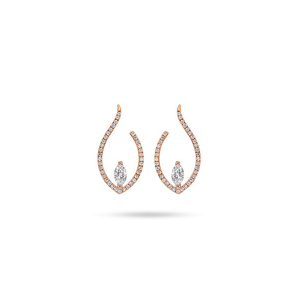 Arc Marquise Round Diamond Earrings