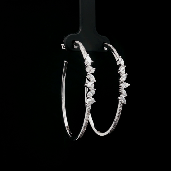 Long Fancy Diamond Hoop