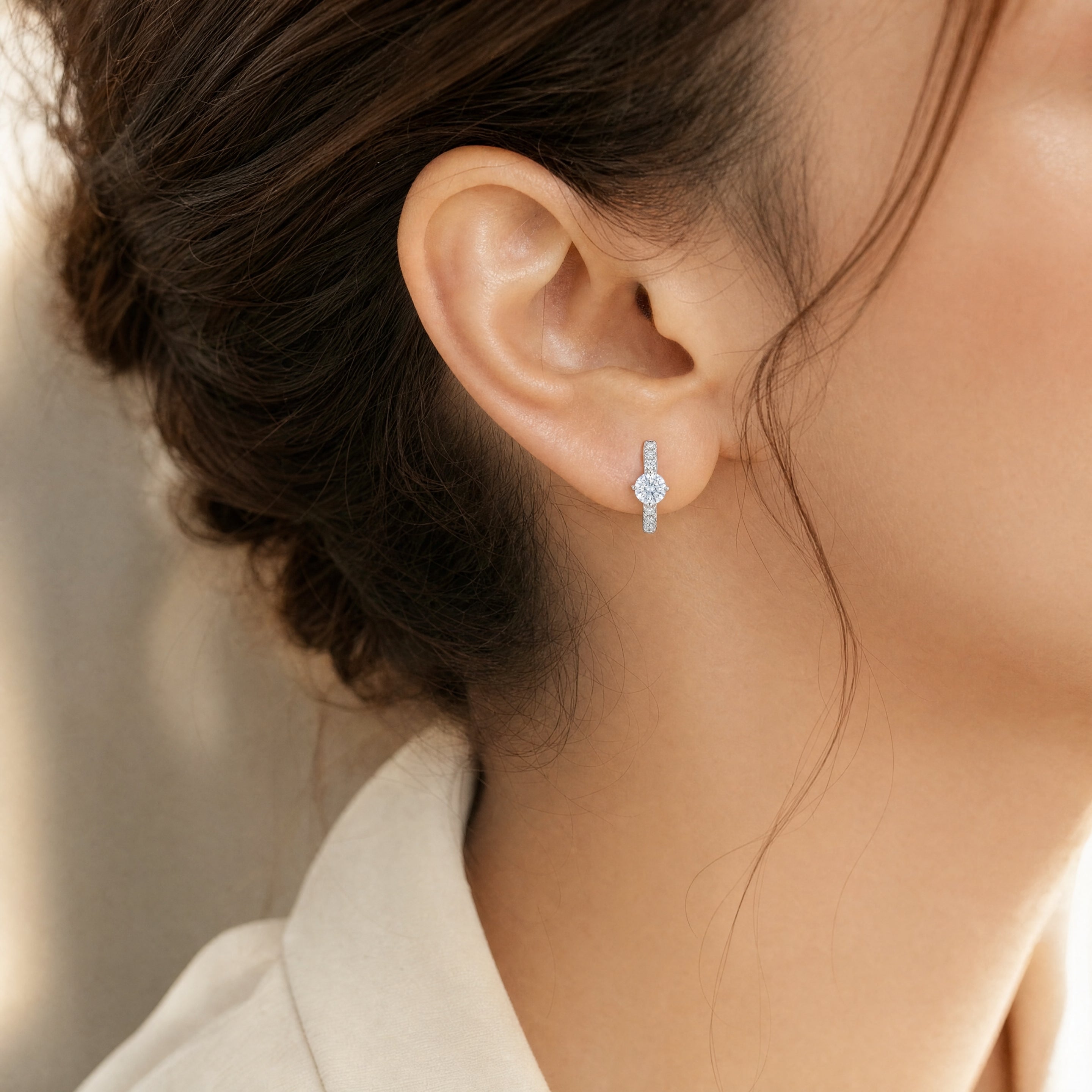 Huggie Round Diamond Earrings