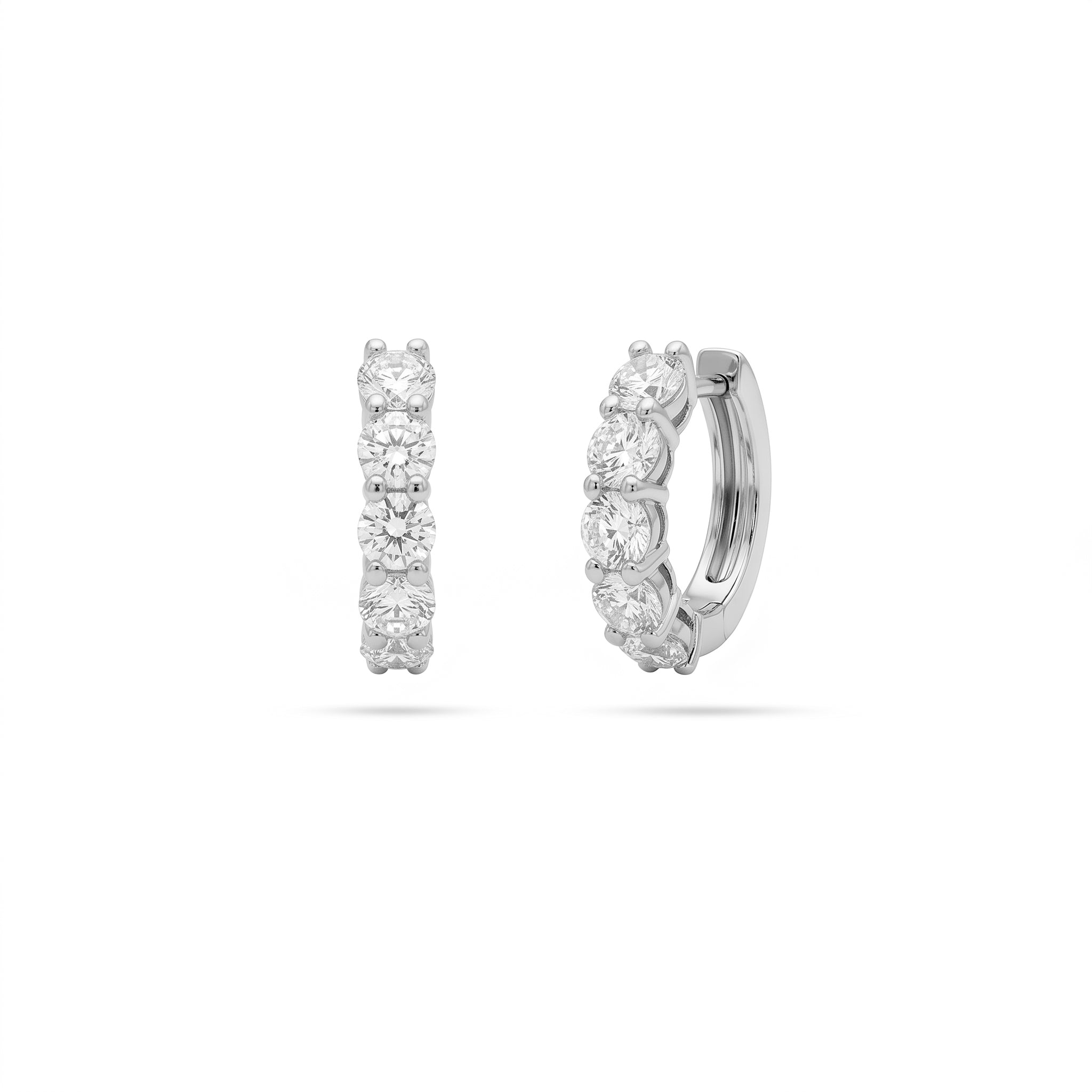 Huggie Round Diamond Hoop Earrings