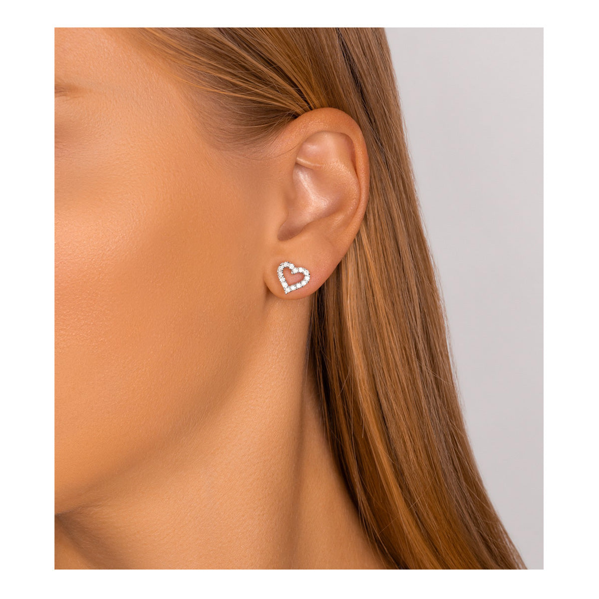 Petite Heart-Shaped Round Diamond Earrings