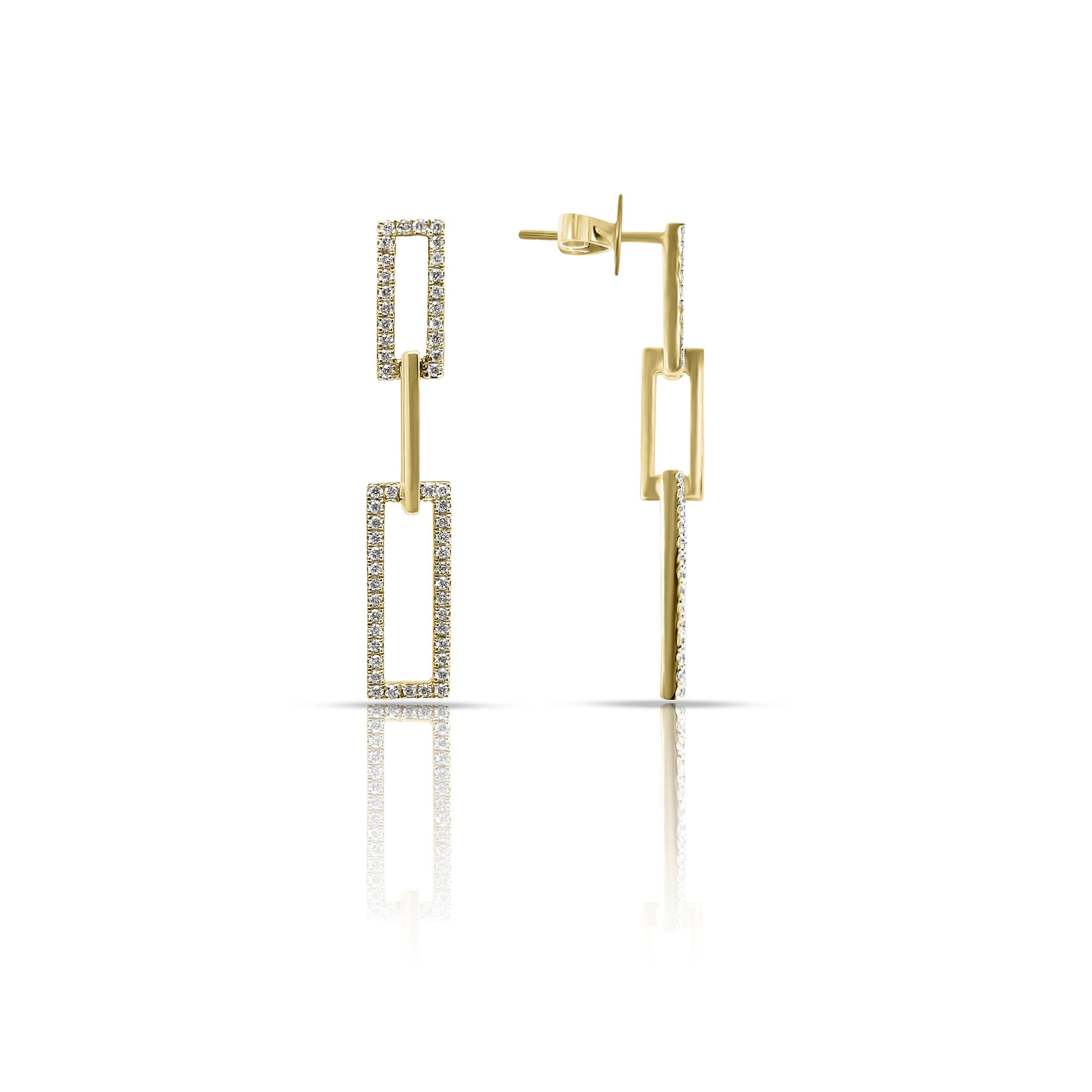 Double Link Drop Diamond Earrings