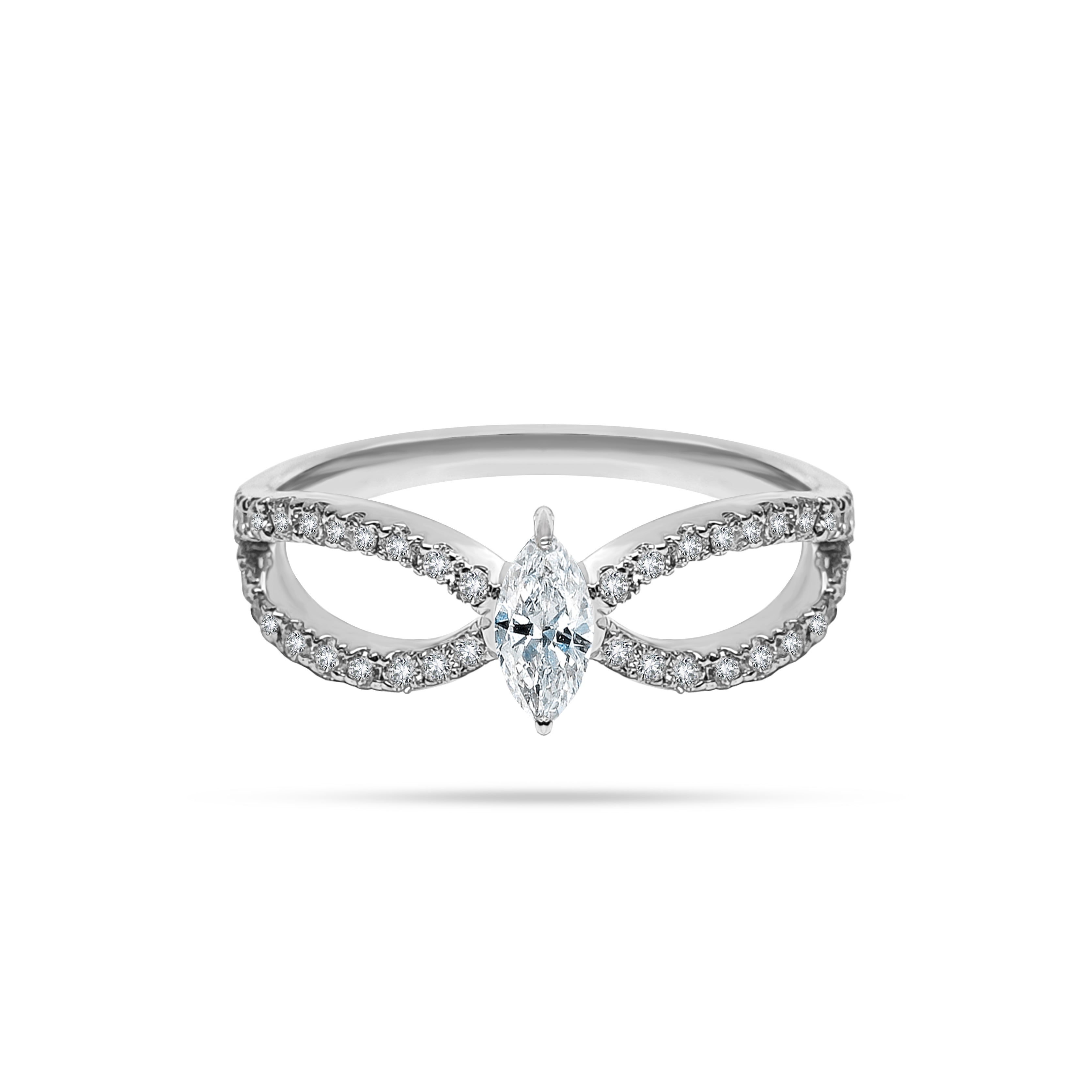 Bow Marquise and Round Diamond Ring