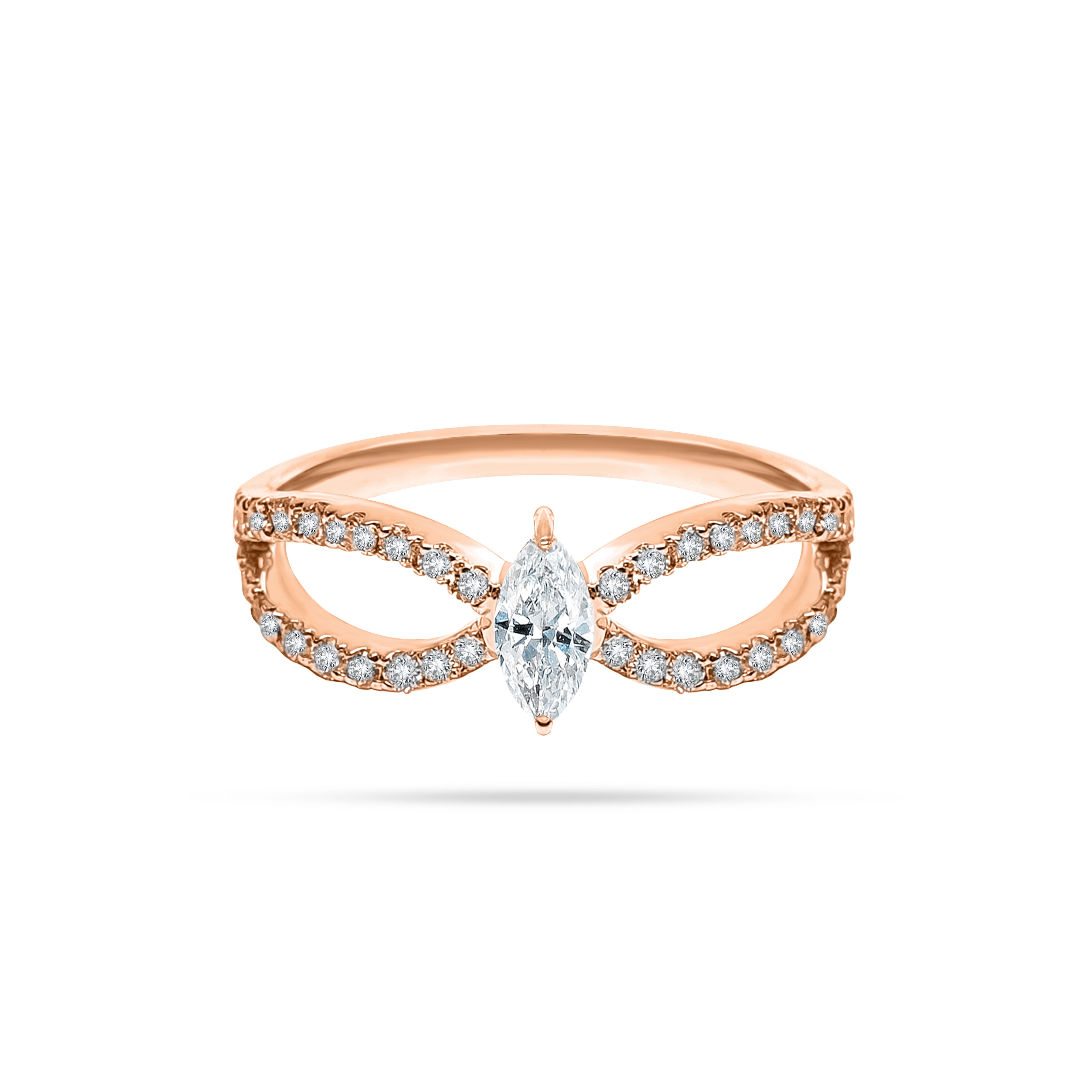 Bow Marquise and Round Diamond Ring