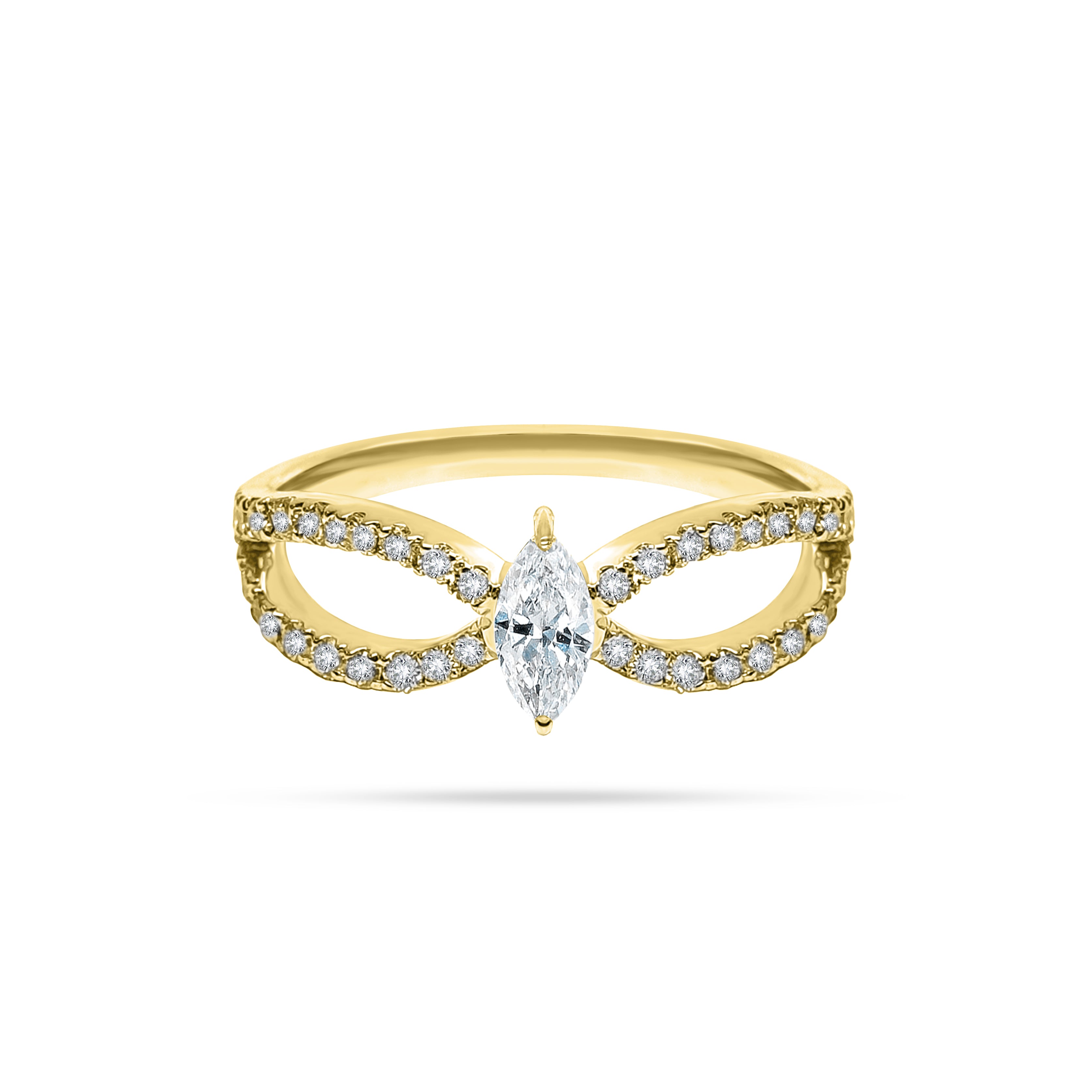 Bow Marquise and Round Diamond Ring