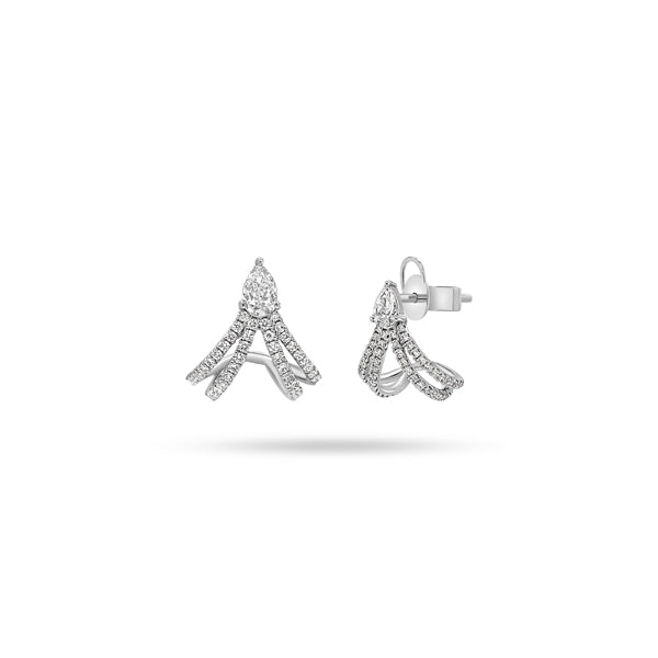 Queen Pear Round Diamond Earrings