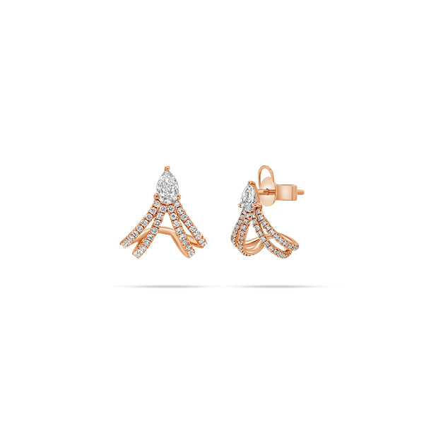 Queen Pear Round Diamond Earrings