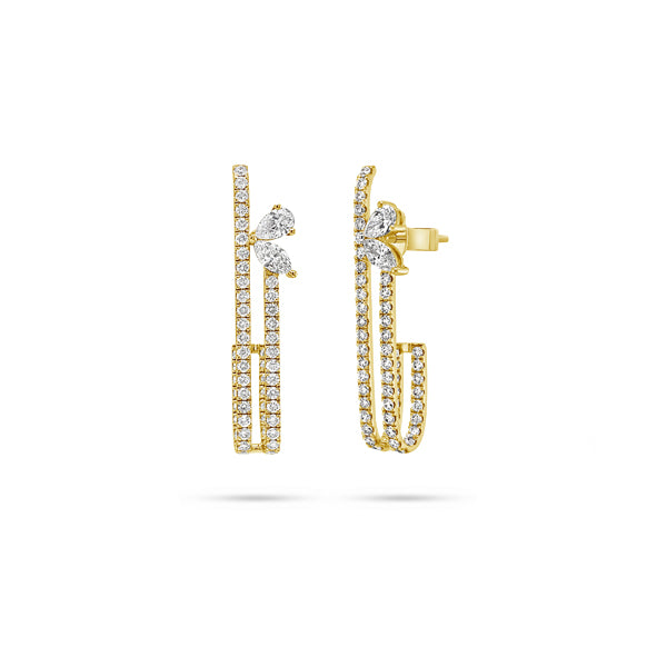 Rectangular Marquise Pear Diamond Earrings