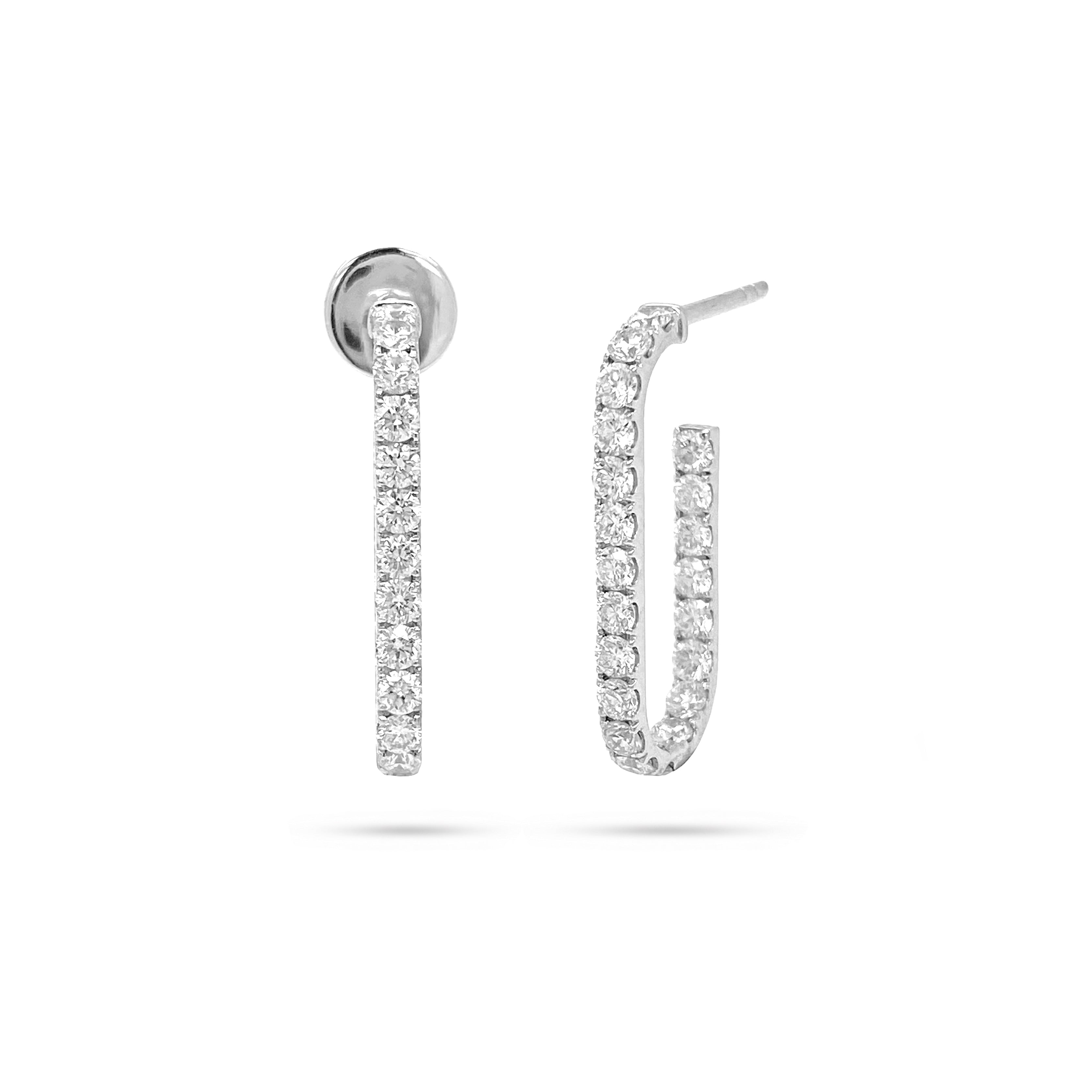 Rectangular Hoop Diamond Earrings