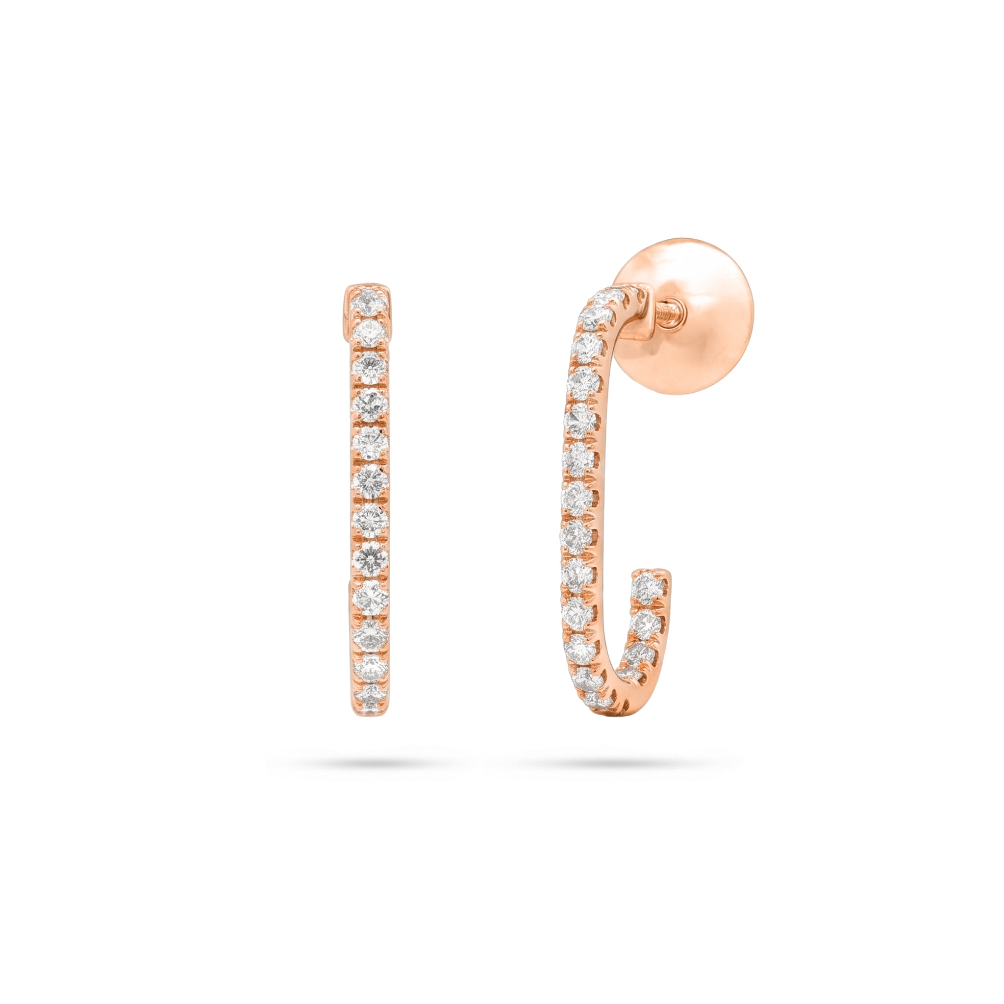 Mini Rectangular Hoop Diamond Earrings