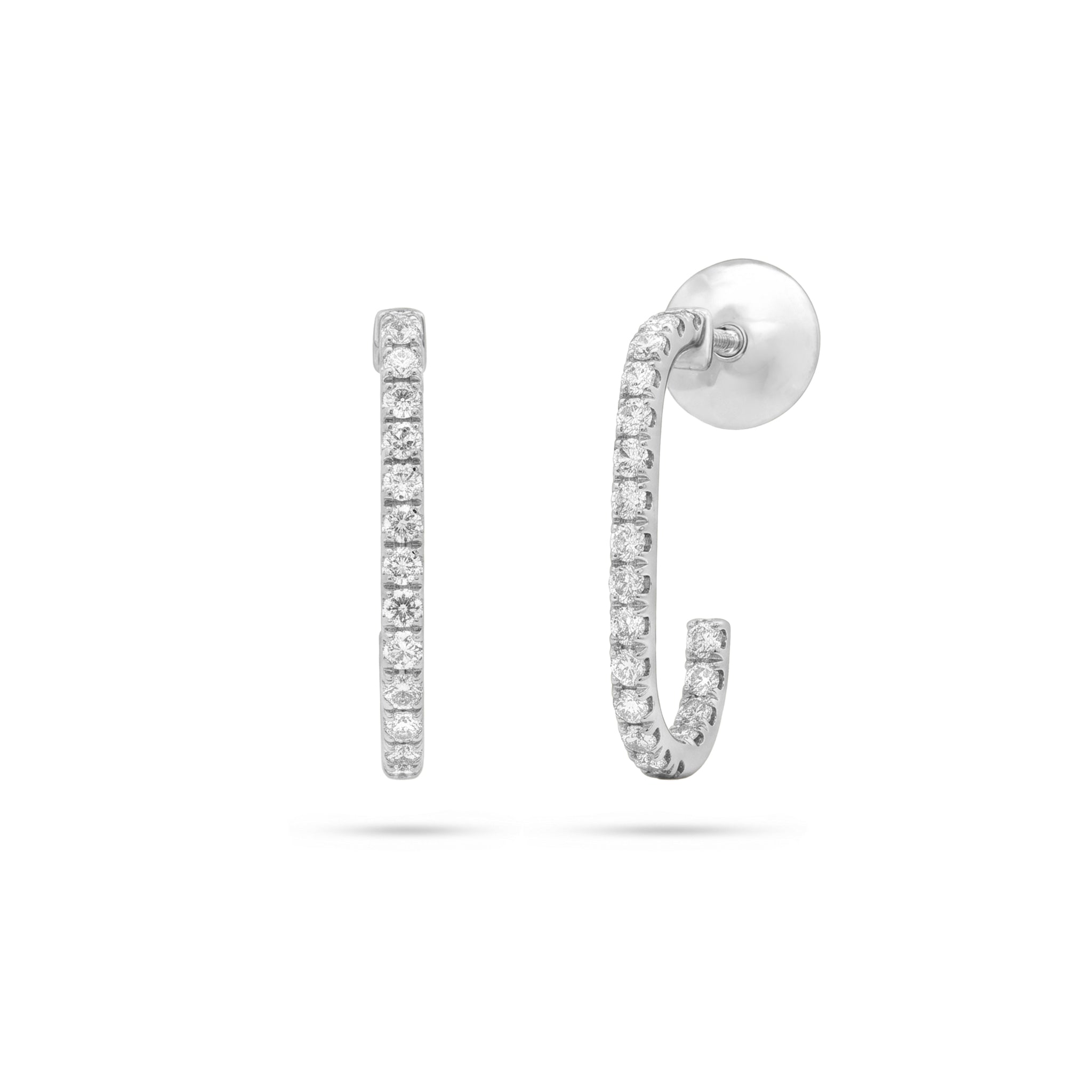 Mini Rectangular Hoop Diamond Earrings